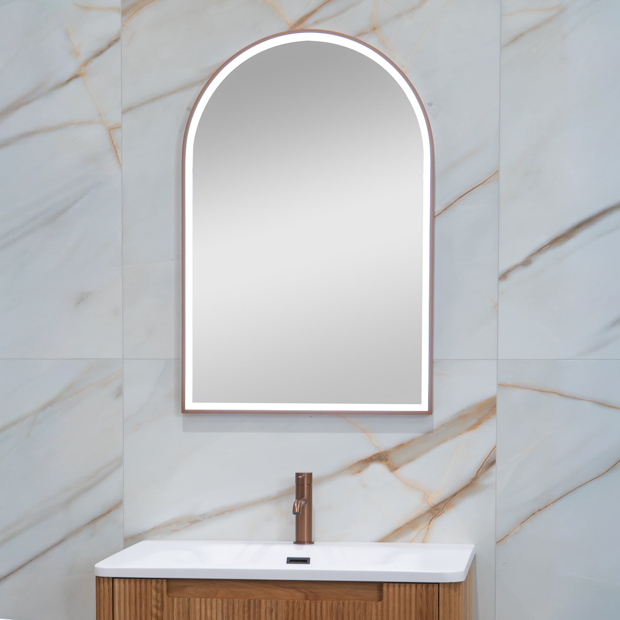 Granlusso Galleria Arch Framed LED Bathroom Mirror brushed bronze