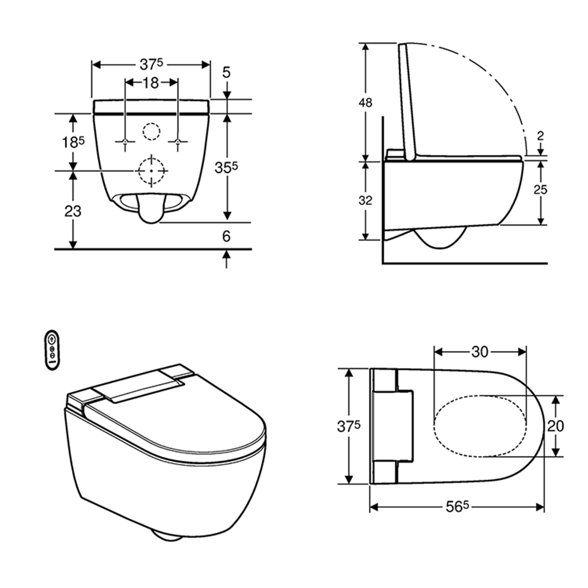 geberit aquaclean alba wall mounted shower toilet dimensions