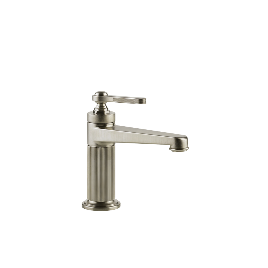 Gessi Venti20 Single Lever Basin Mixer in a finox brushed nickel finish, supplied by Deluxe Bathrooms.