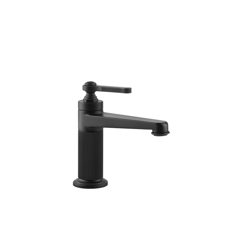 Gessi Venti20 Single Lever Basin Mixer in a matt black finish, supplied by Deluxe Bathrooms.