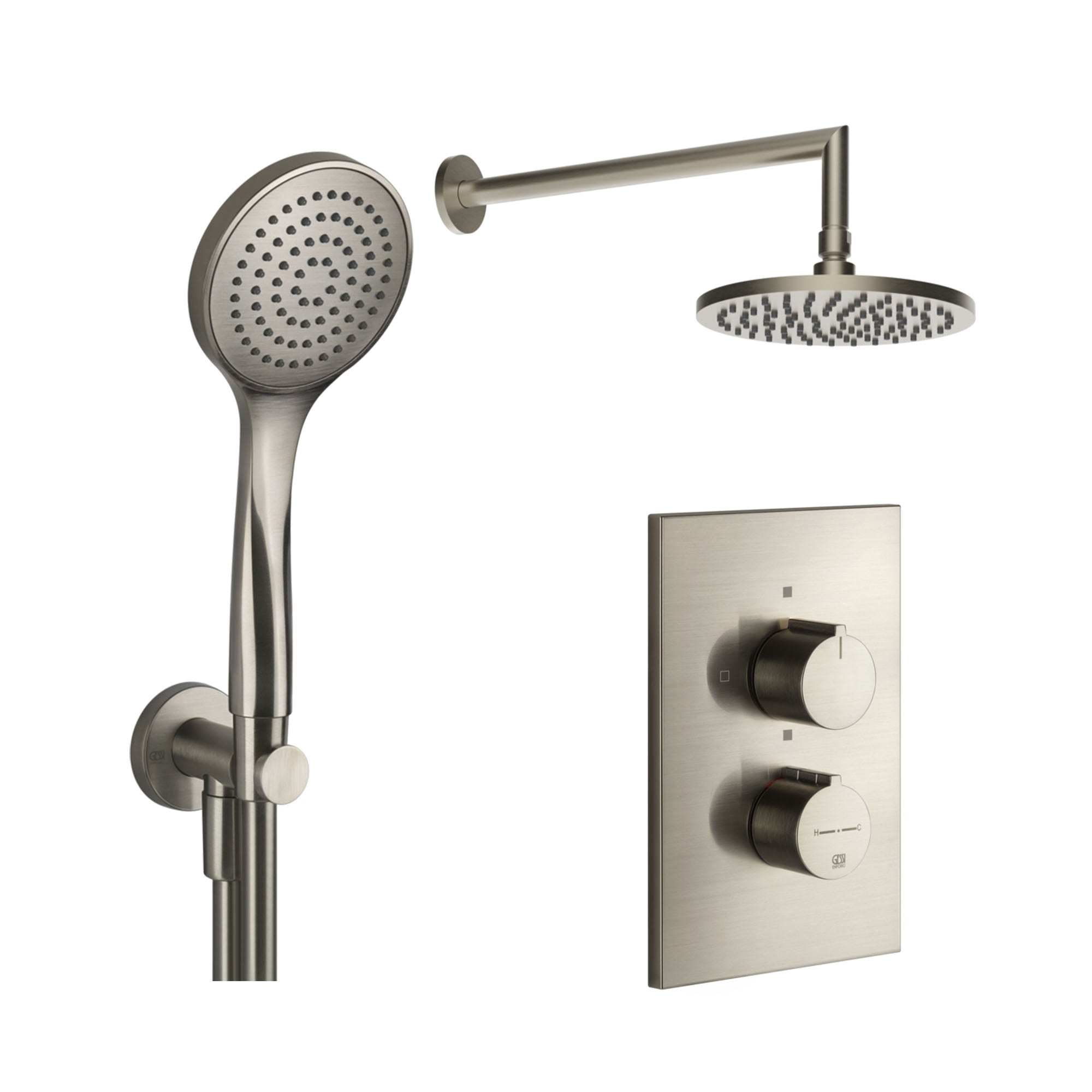 Gessi Dual Outlet Thermostatic Shower Valve with Handset and Overhead Finox