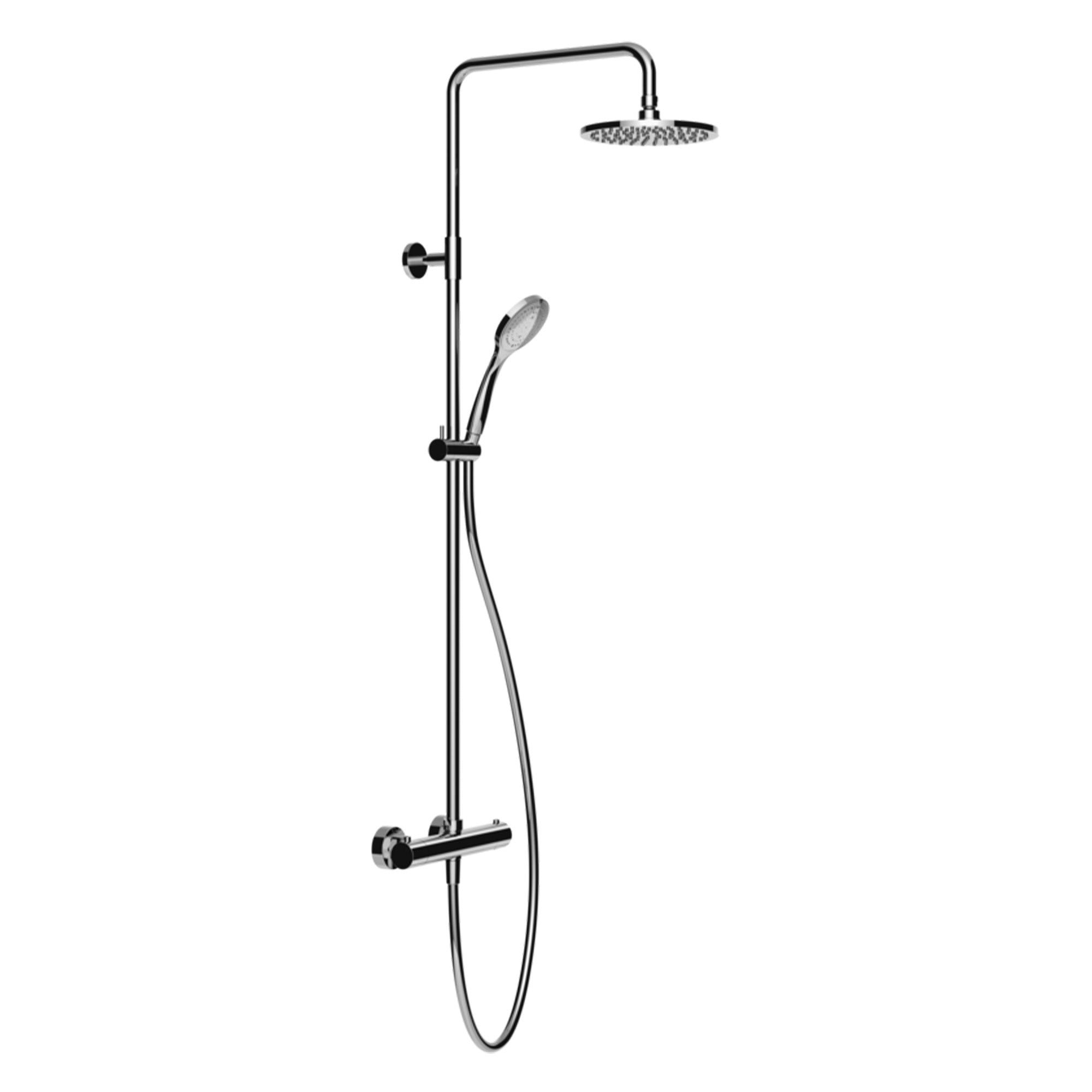 gessi emporio exposed thermostatic rigid riser shower with 200 overhead and handset chrome