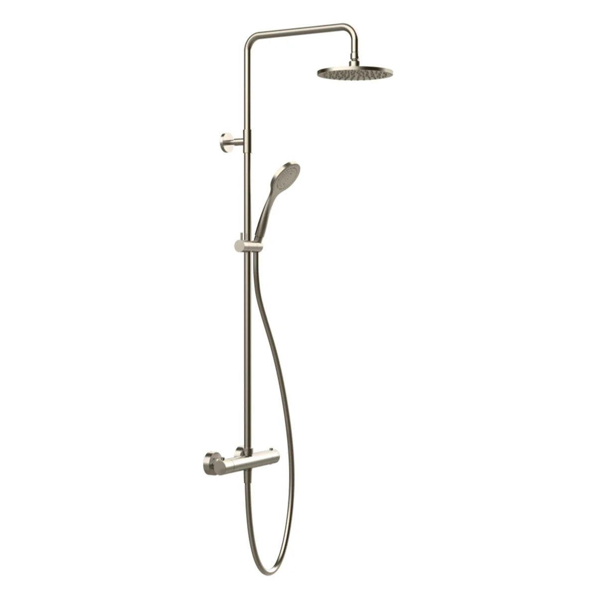 Gessi Emporio Exposed Thermostatic Rigid Riser Shower with Handset in Brushed Nickel- Deluxe Bathrooms, Ireland