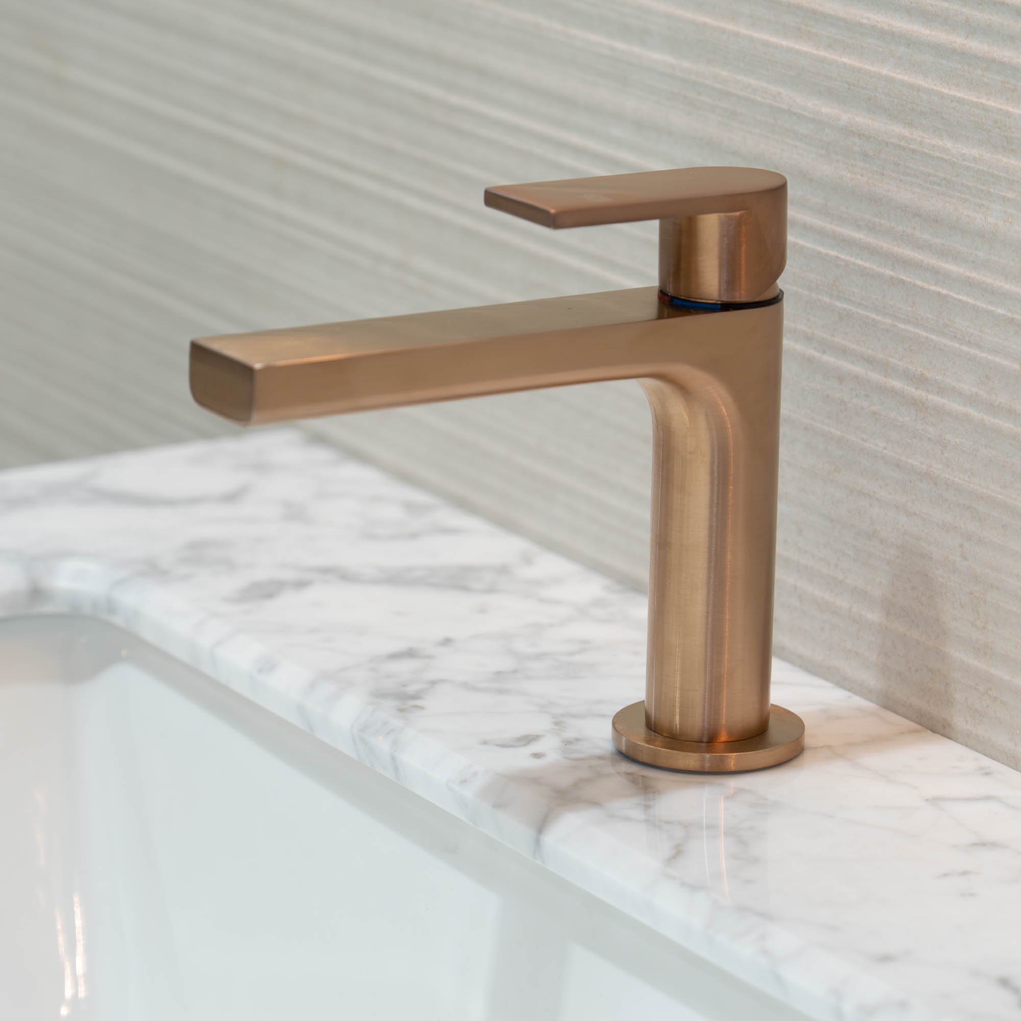Gessi Manzoni Basin Mixer Tap - Warm Bronze Brushed