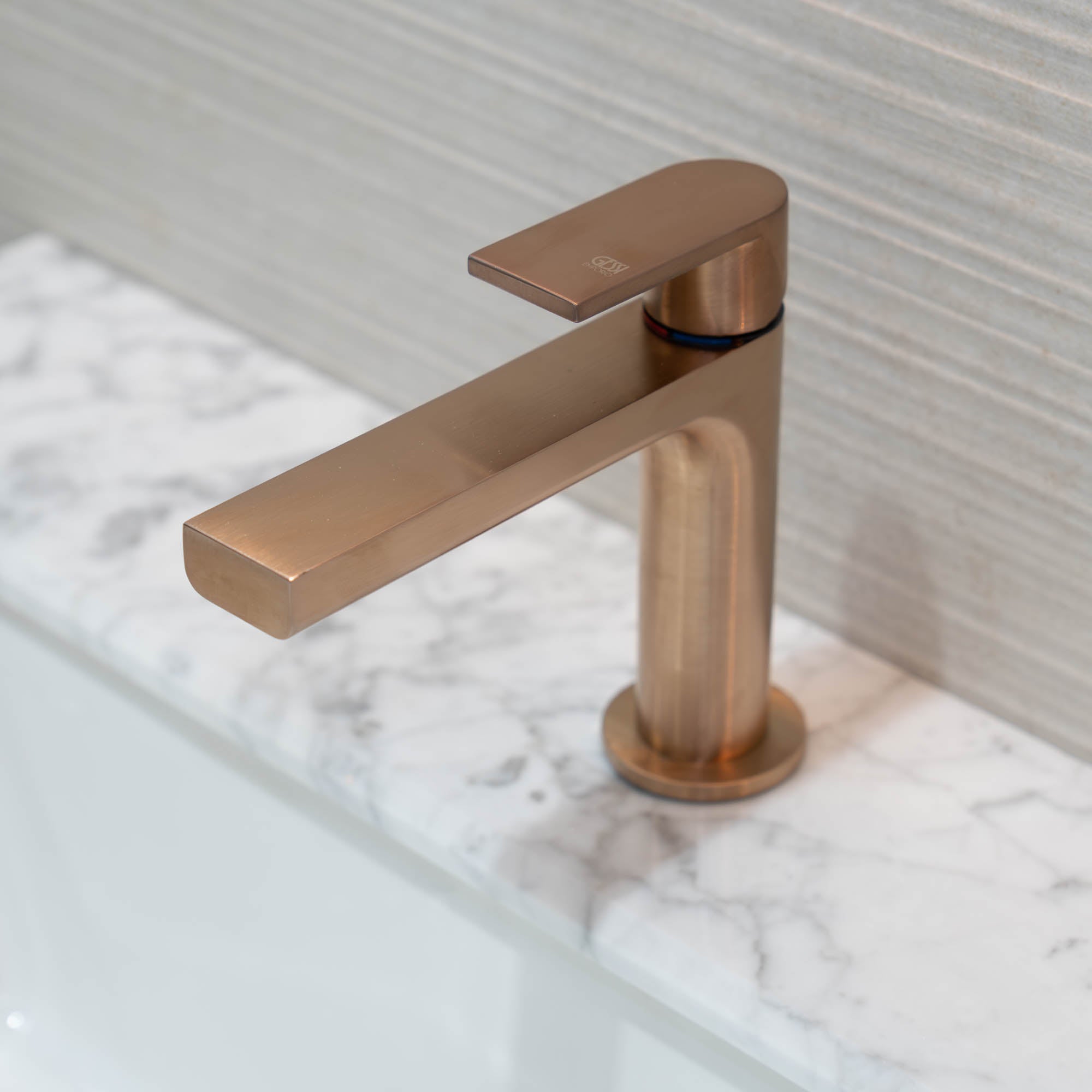 Gessi Manzoni Basin Mixer Tap - Warm Bronze Brushed
