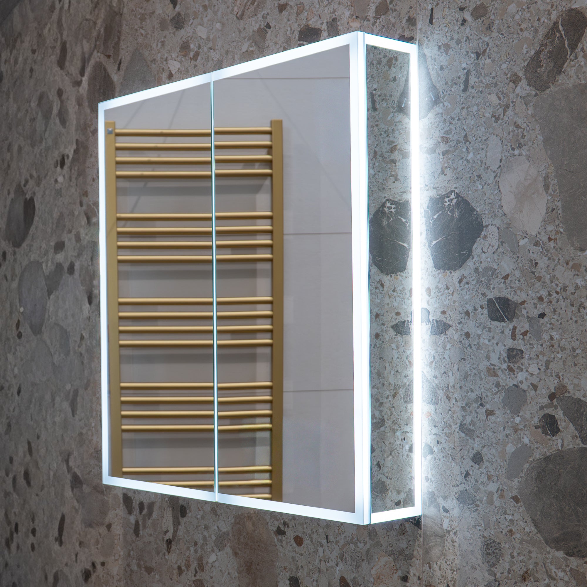 Granlusso Amalfi LED Double Mirror Door Cabinet With Charging Socket