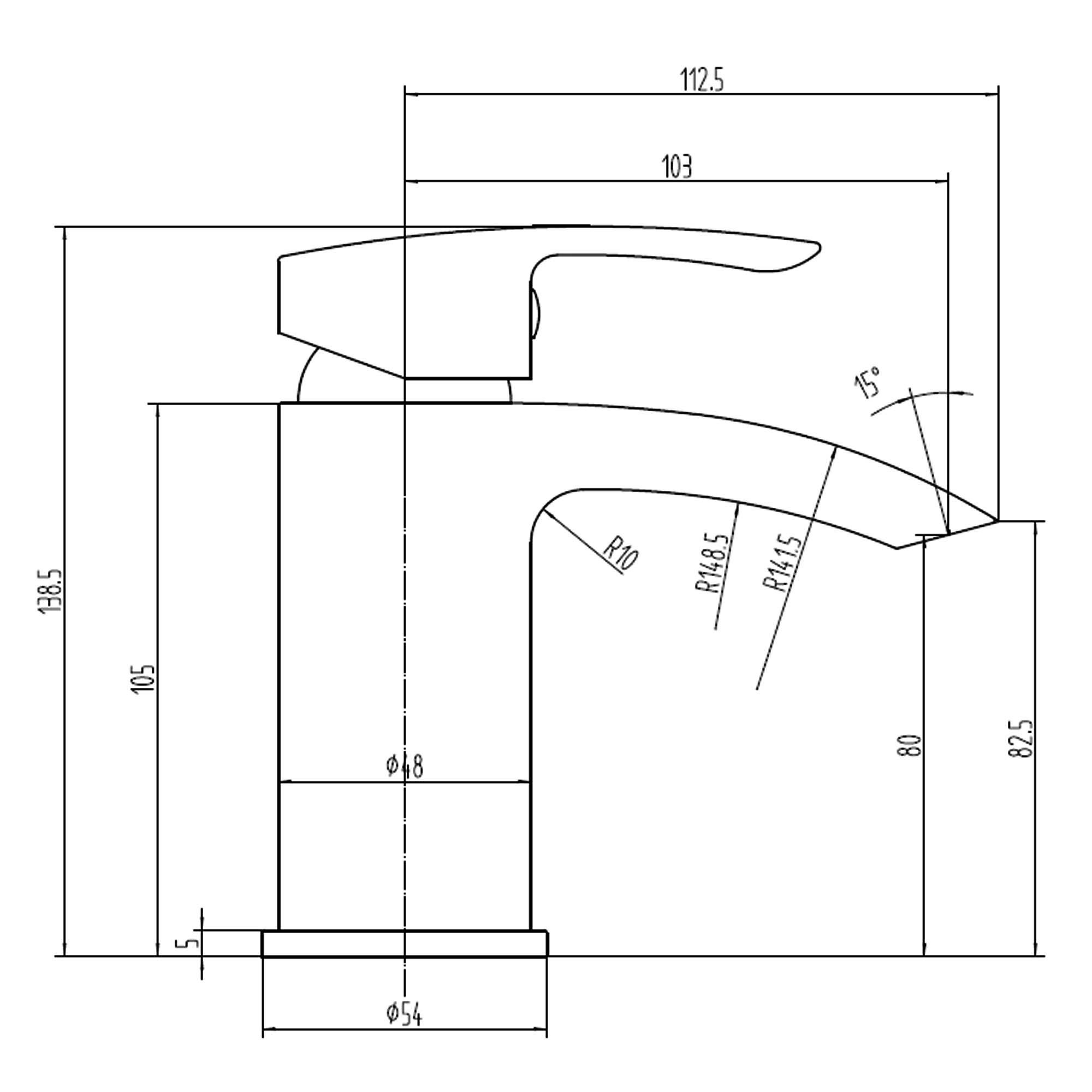 granlusso amalfi basin mixer with click clack waste dimensions