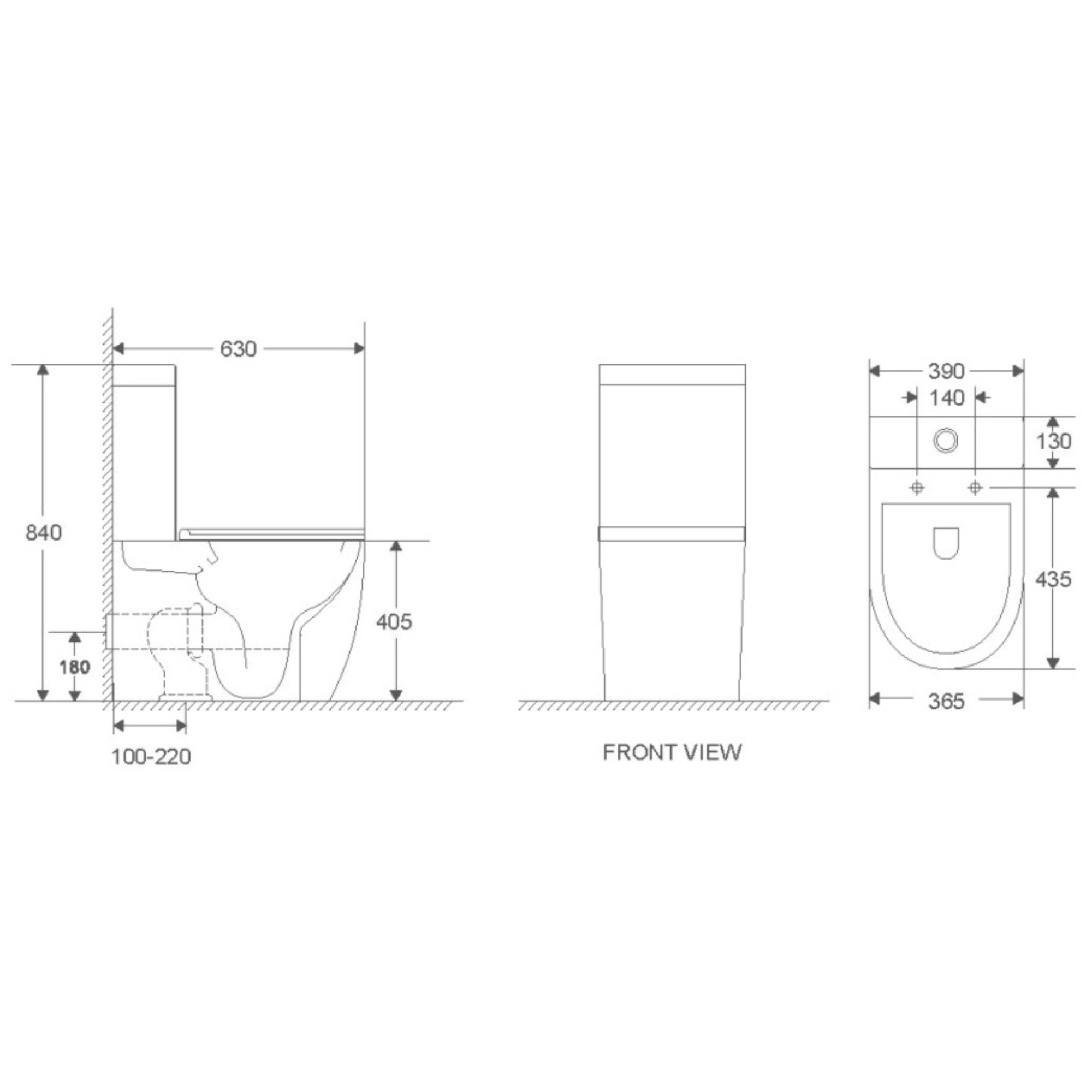Granlusso™ Amalfi Matt Black Rimless Close Coupled Toilet and Soft Close Seat