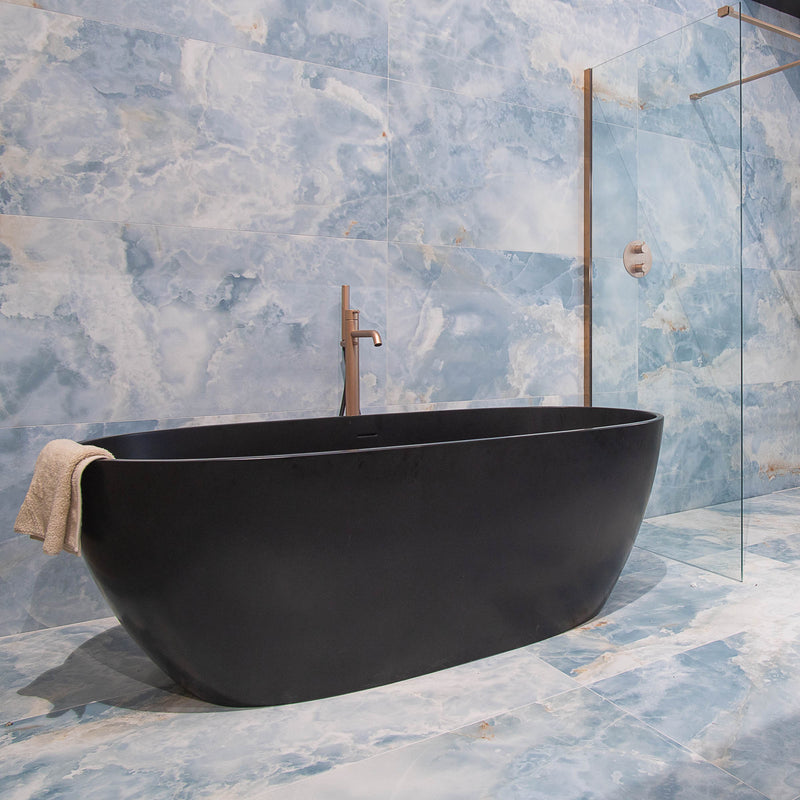 Granlusso Enzo 1700 Freestanding Solid Stone Bath - Matt Black