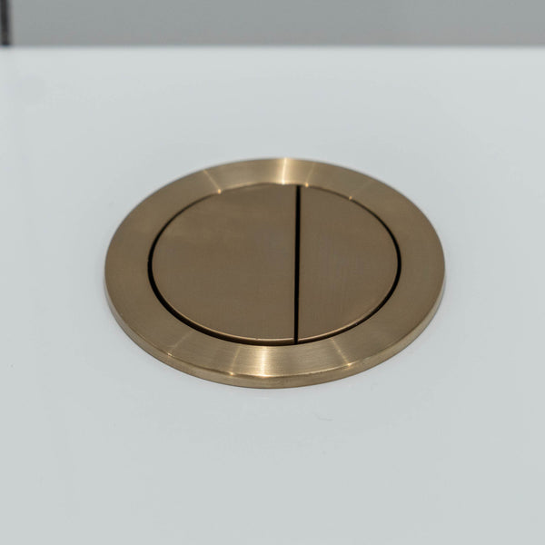 Granlusso Round Dual Flush Button With A Pair of White Hinge Covers