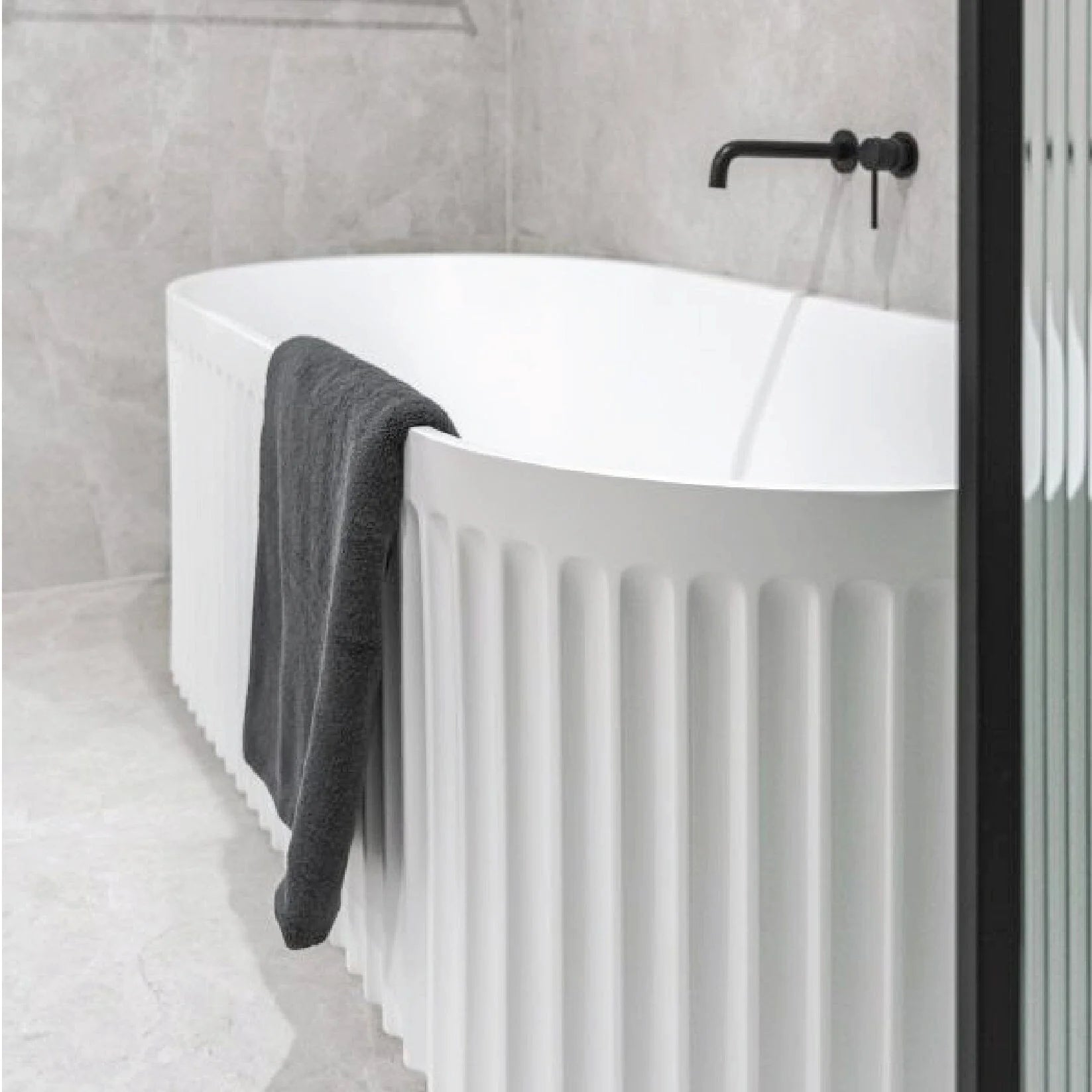 Granlusso™ Francesca 1700 Freestanding Fluted Stone Bath - Matt White