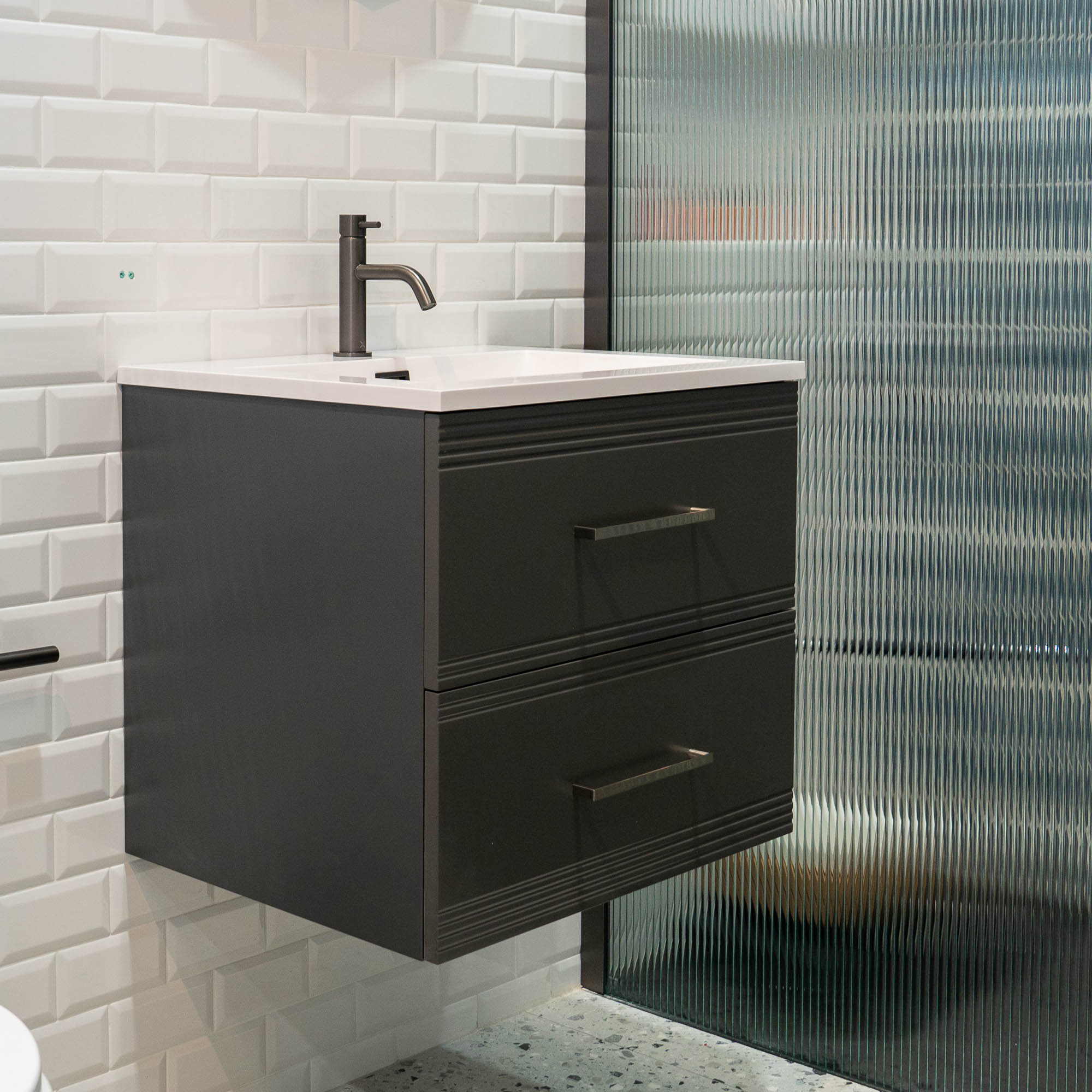 Granlusso™ Galleria Wall Mounted 2-Drawer Vanity Unit and Basin - Slate Grey