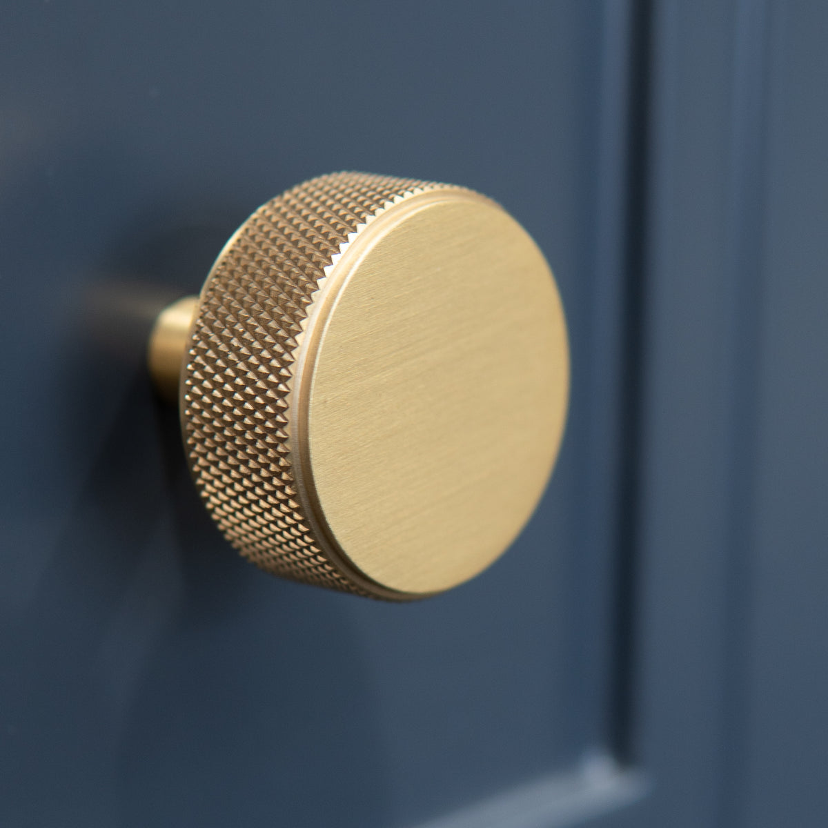 Designer Knurled Vanity Unit Knob satin brass