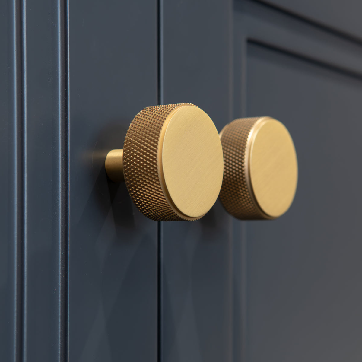 Designer Knurled Vanity Unit Knob satin brass