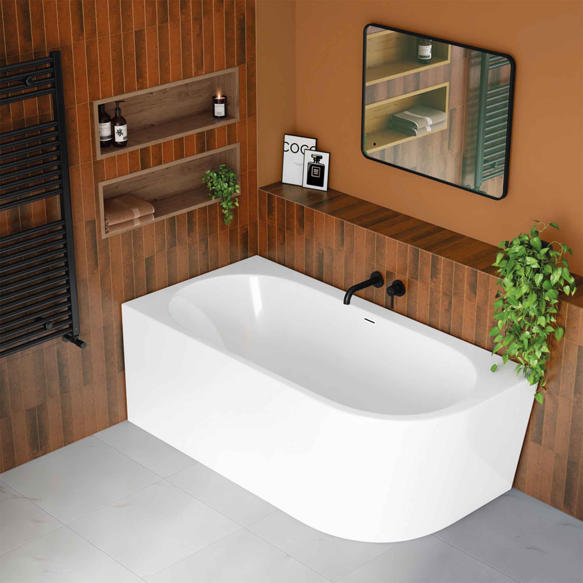 granlusso lucca 1500 freestanding back to wall corner bath acrylic white