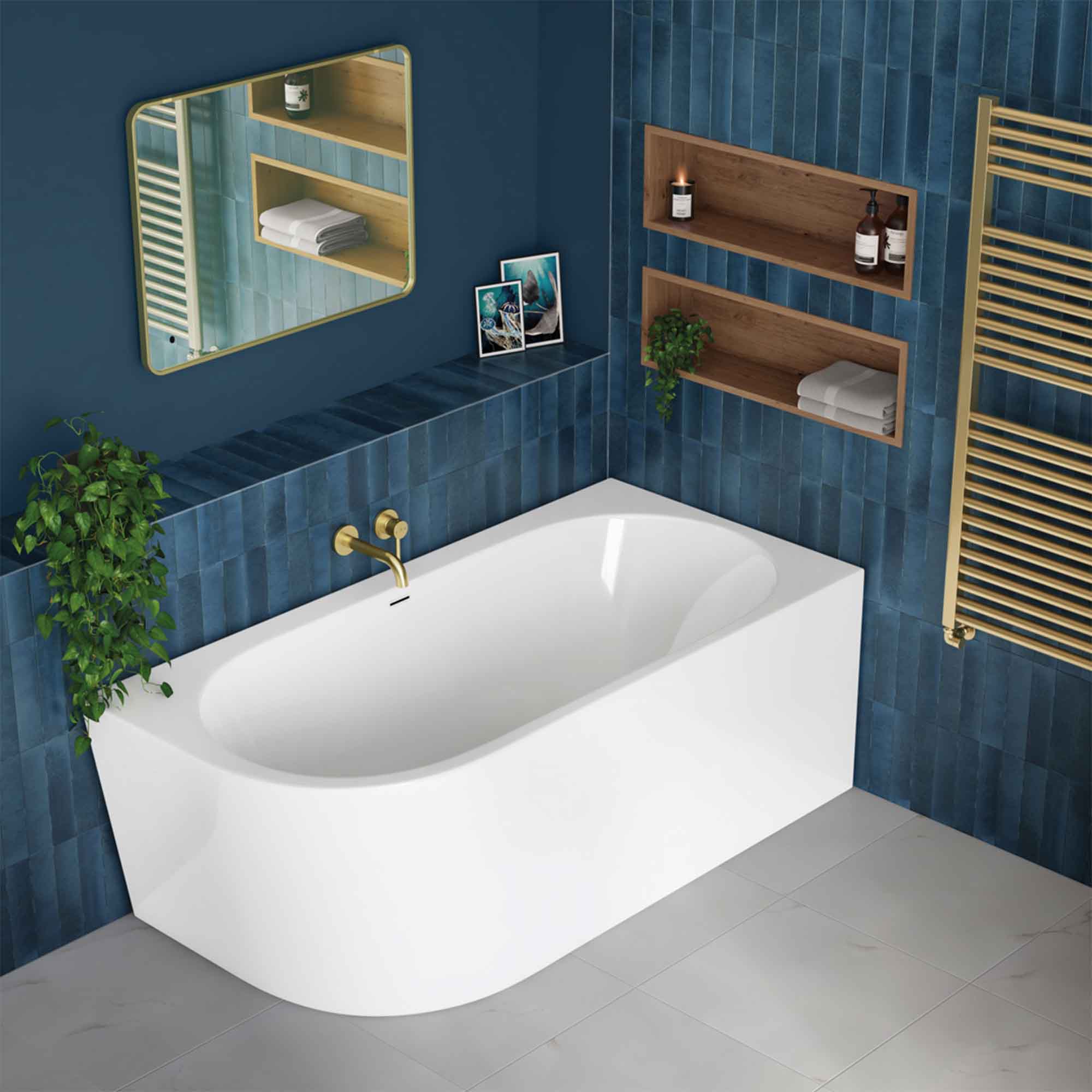 granlusso lucca 1500 freestanding back to wall corner bath acrylic white