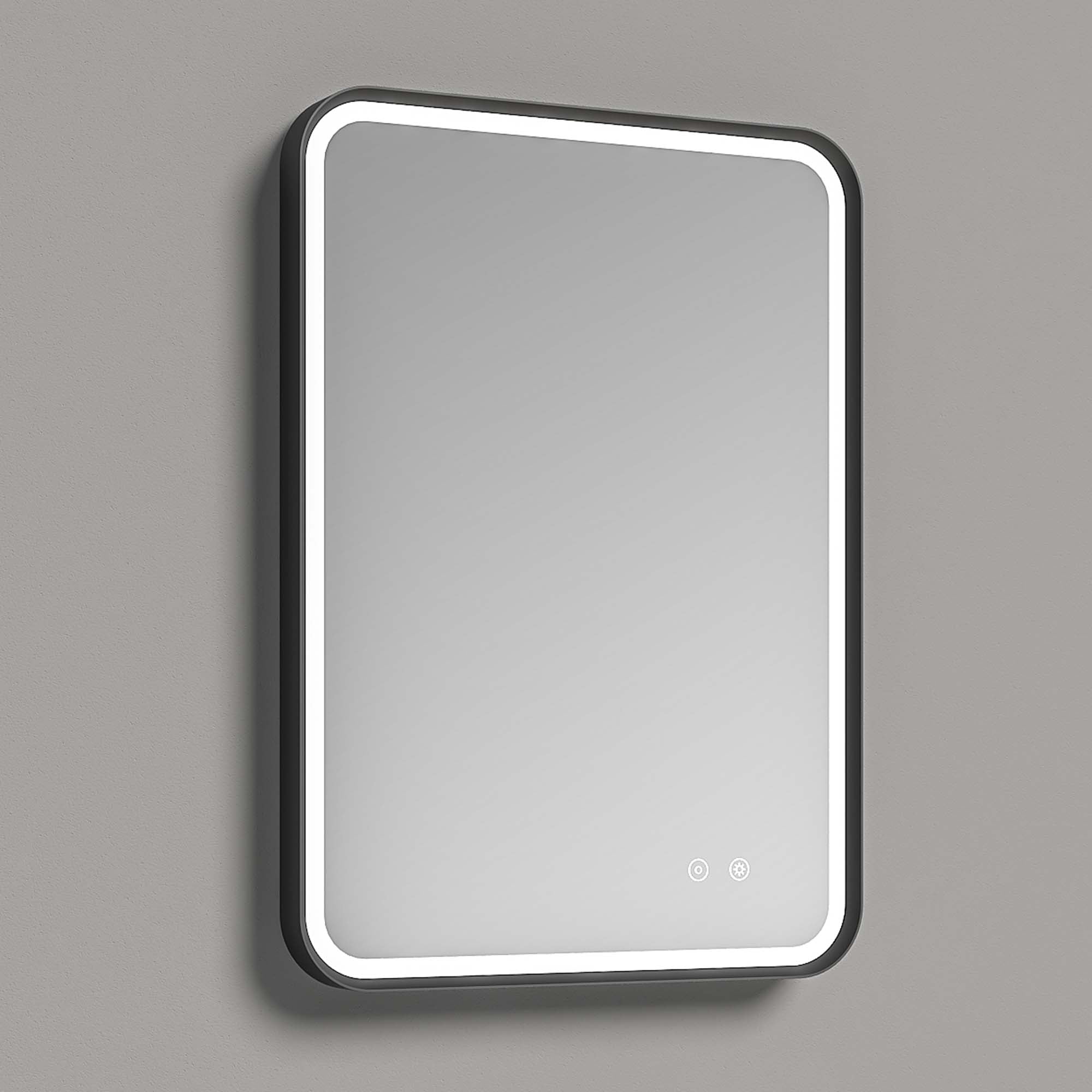 granlusso lucca led bathroom mirror 500x700mm black