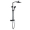 granlusso parma square matt black dual outlet exposed thermostatic shower bar valve with rigid riser handset and shower head