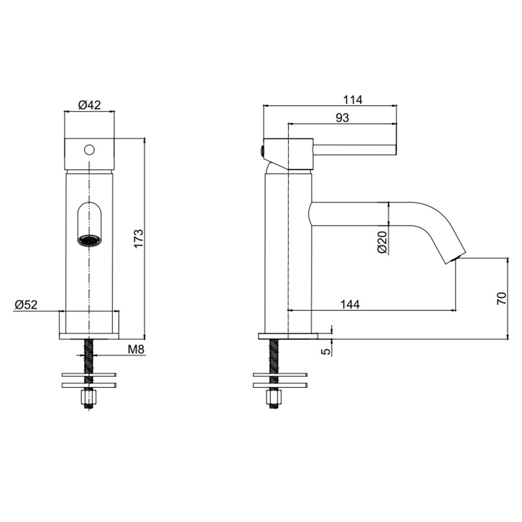 Deluxe Pembroke basin mixer with click-clack waste dimensions