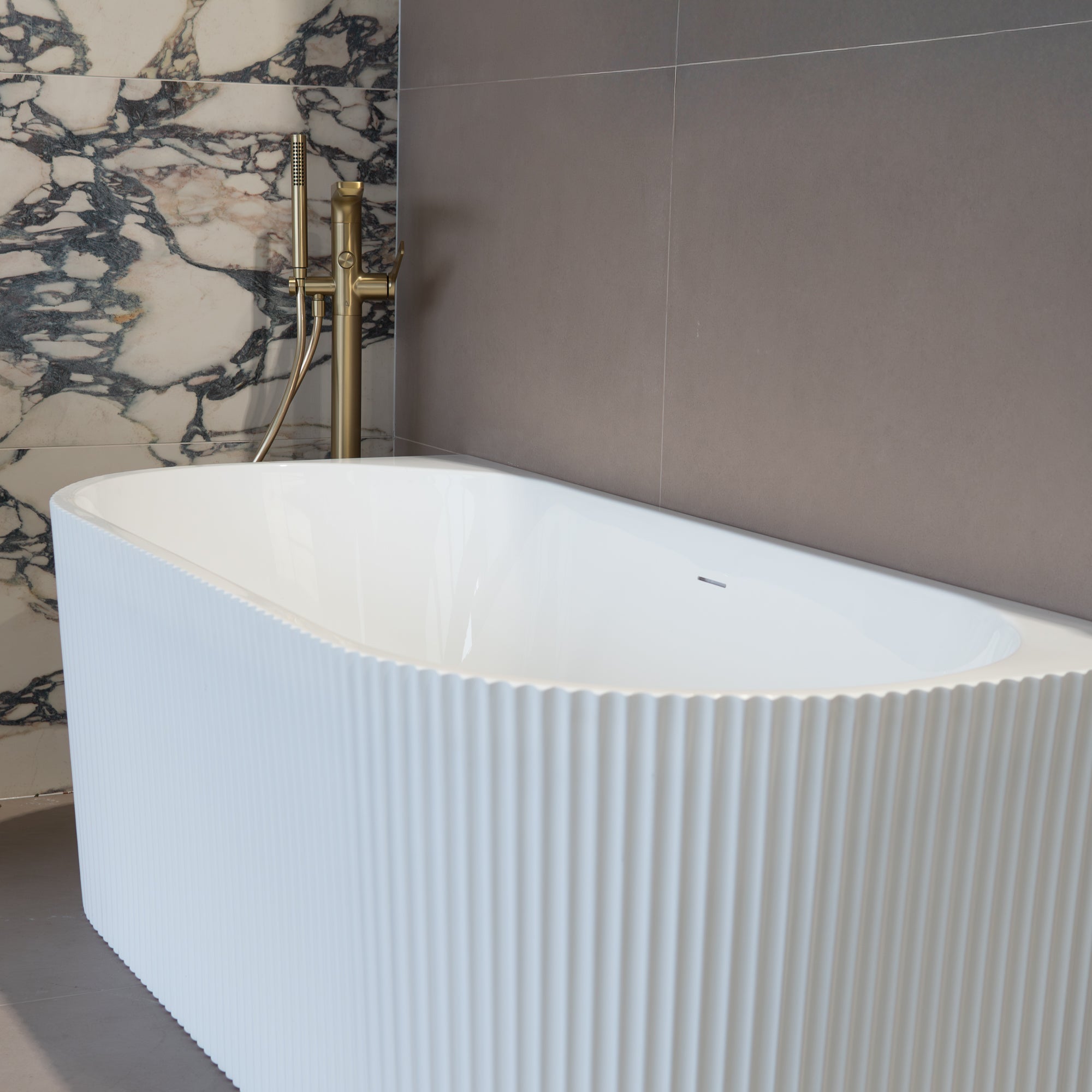 Granlusso Sant'Andrea 1700 Back To Wall Fluted Freestanding Fluted Bath Acrylic