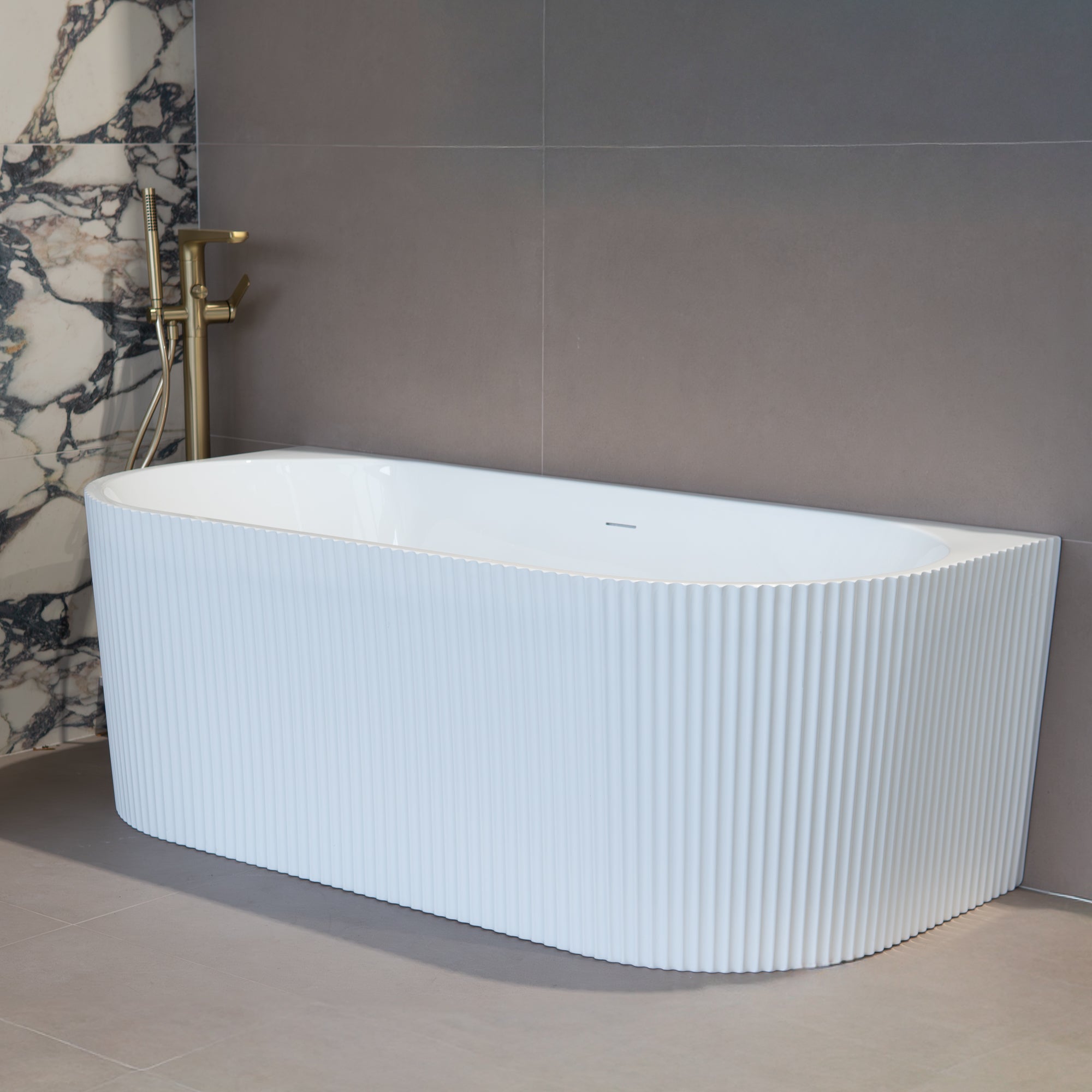 Granlusso Sant'Andrea 1700 Back To Wall Fluted Freestanding Fluted Bath Acrylic