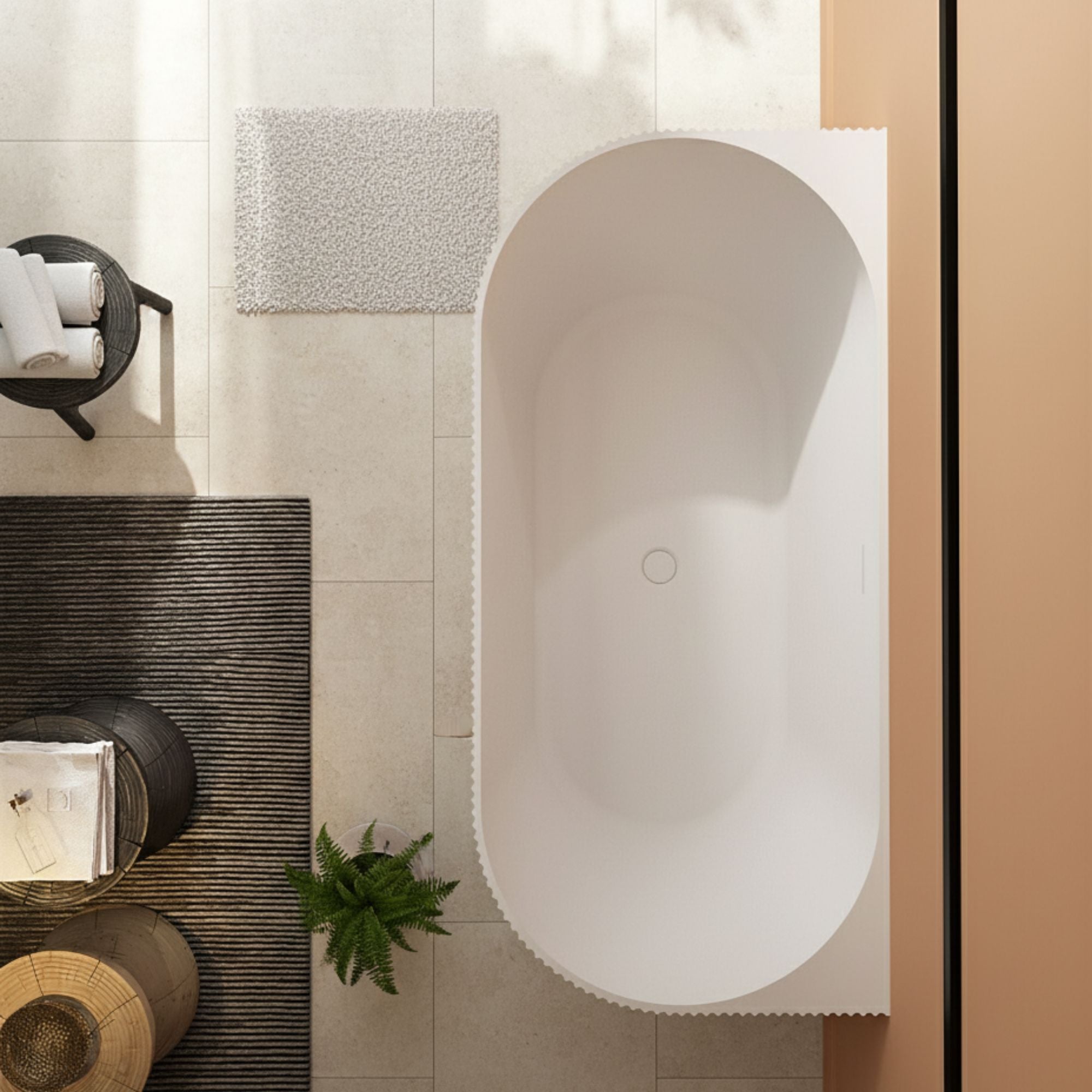 Granlusso™ Sant'Andrea 1700 Back To Wall Freestanding Fluted Bath Acrylic Deluxe Bathrooms