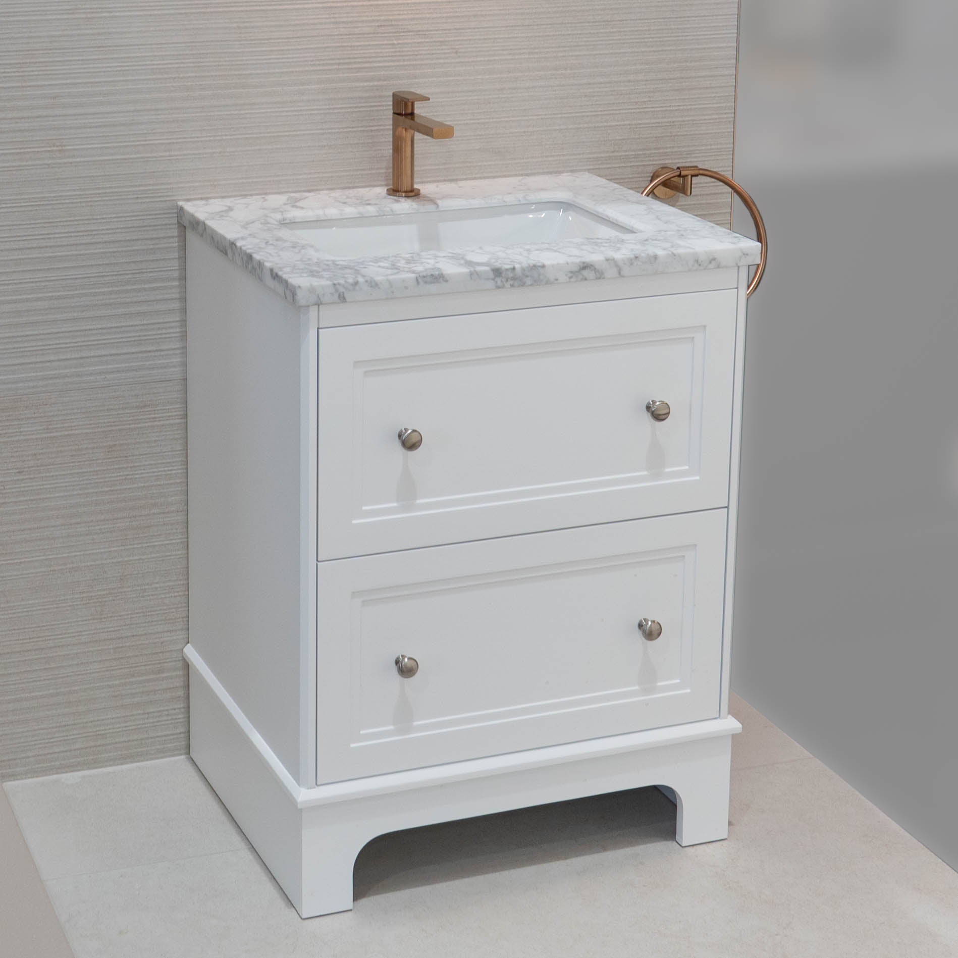 Granlusso™ Shelbourne 650 Floorstanding Real Marble Top Vanity Unit with Basin - Matt White