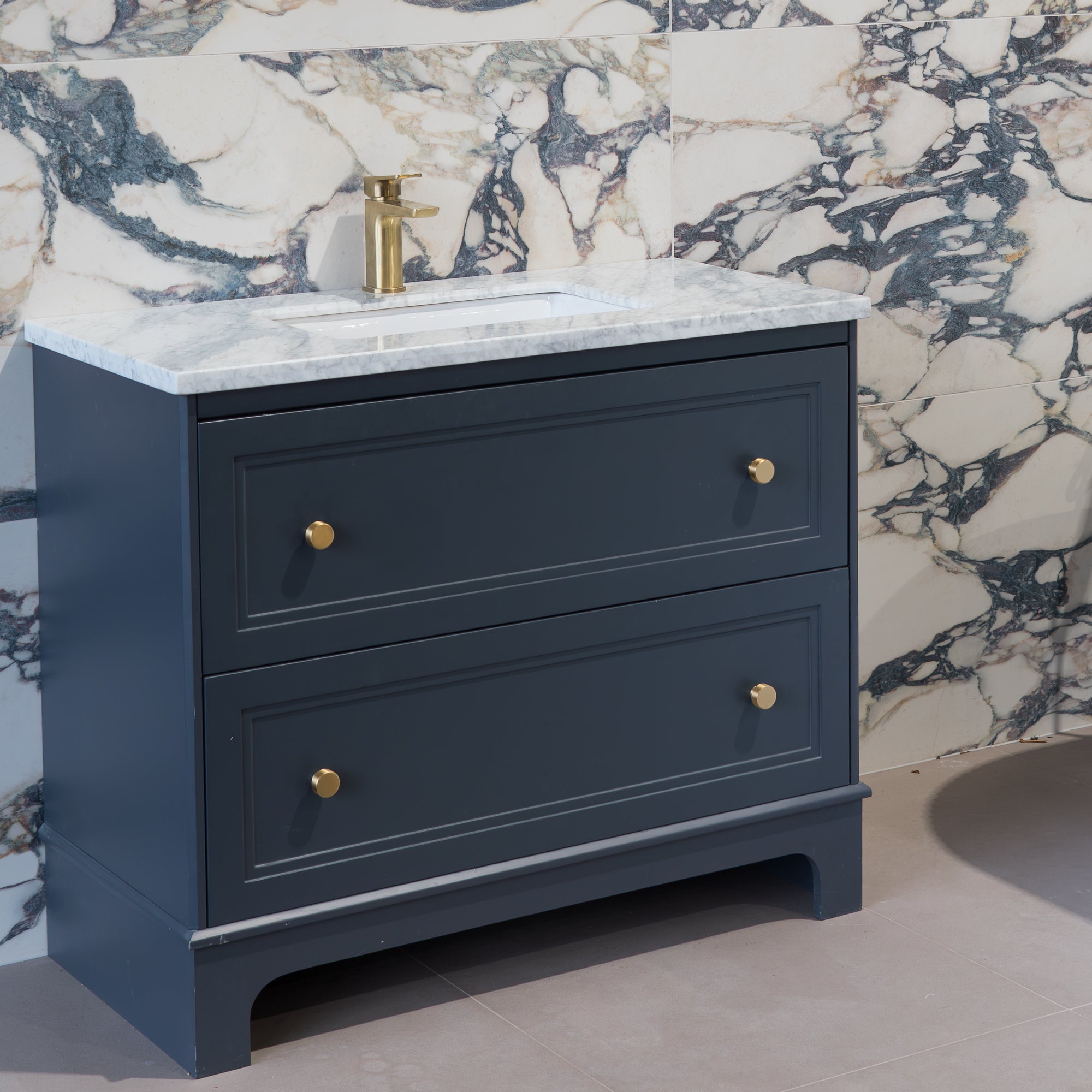 Granlusso Shelbourne Floorstanding Vanity Unit with Real Marble Worktop and Basin
