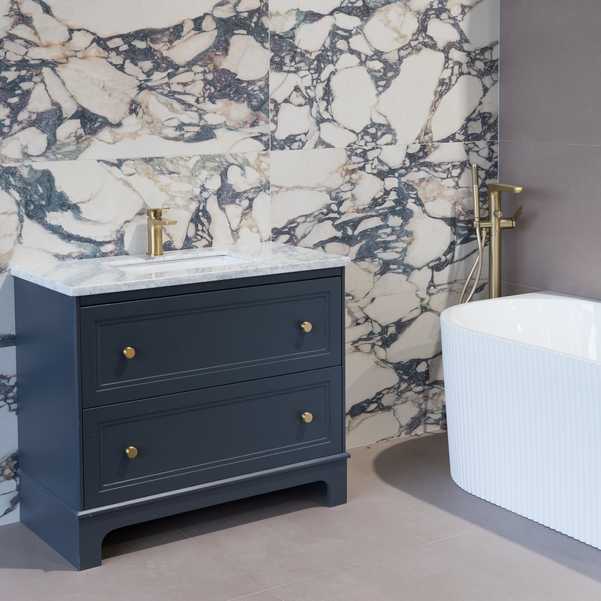 Granlusso™ Shelbourne Floorstanding Vanity Unit with Real Marble Worktop and Basin