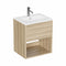 hackney 500mm wall mounted vanity unit with basin and open shelf cherry wood