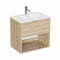 hackney 600mm wall mounted vanity unit with basin and open shelf cherry wood