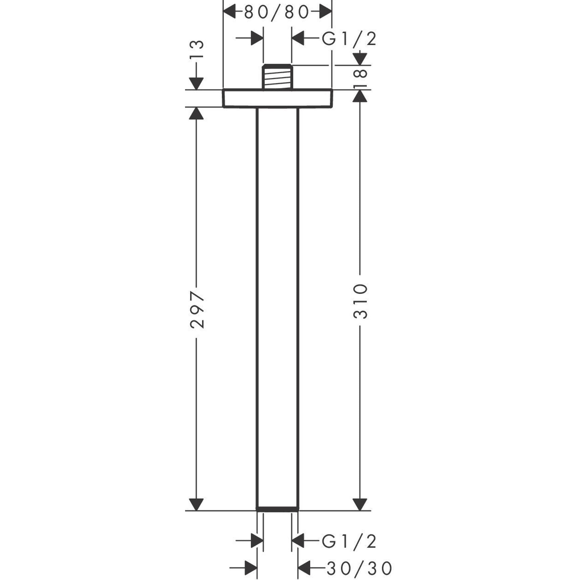 Hansgrohe Pulsify E Ceiling Shower Arm 300mm Technical Drawing