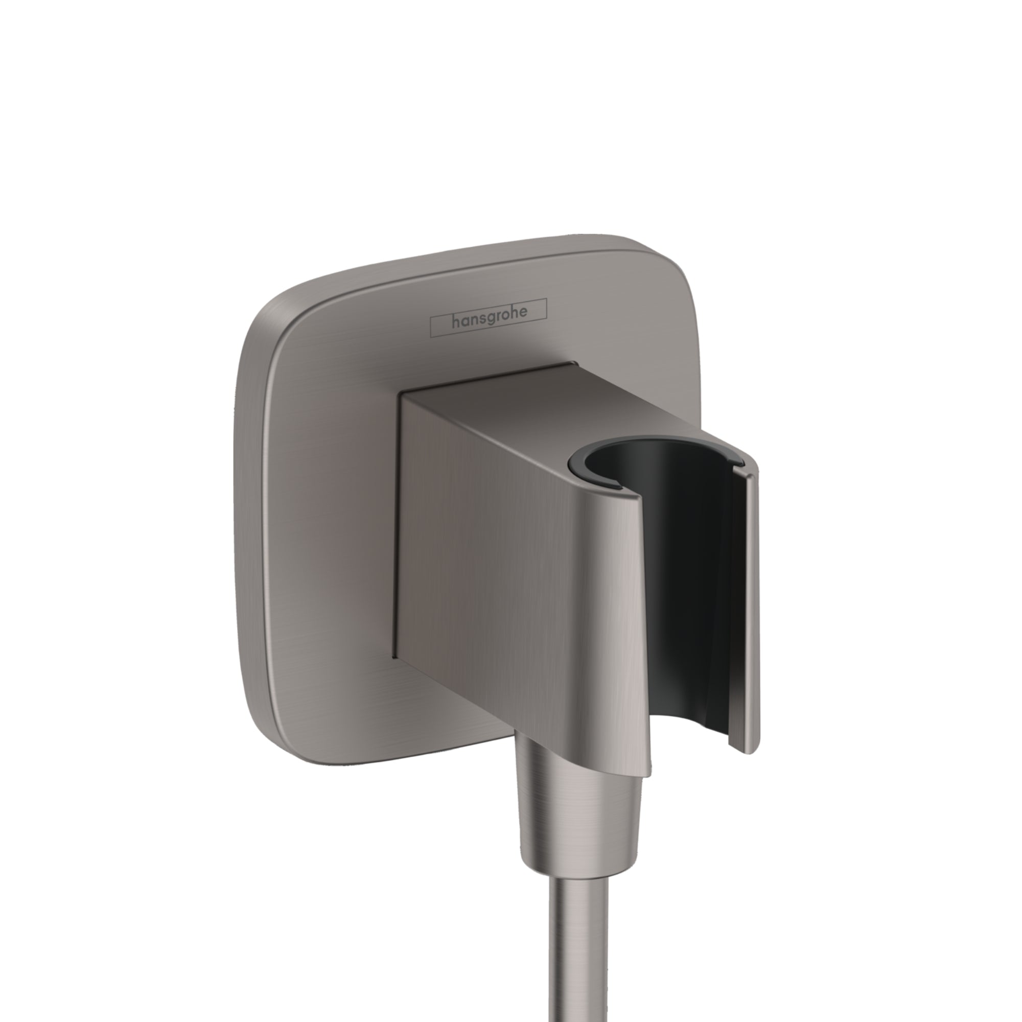 Hansgrohe FixFit Q Wall Outlet With Shower Holder Brushed Black Chrome