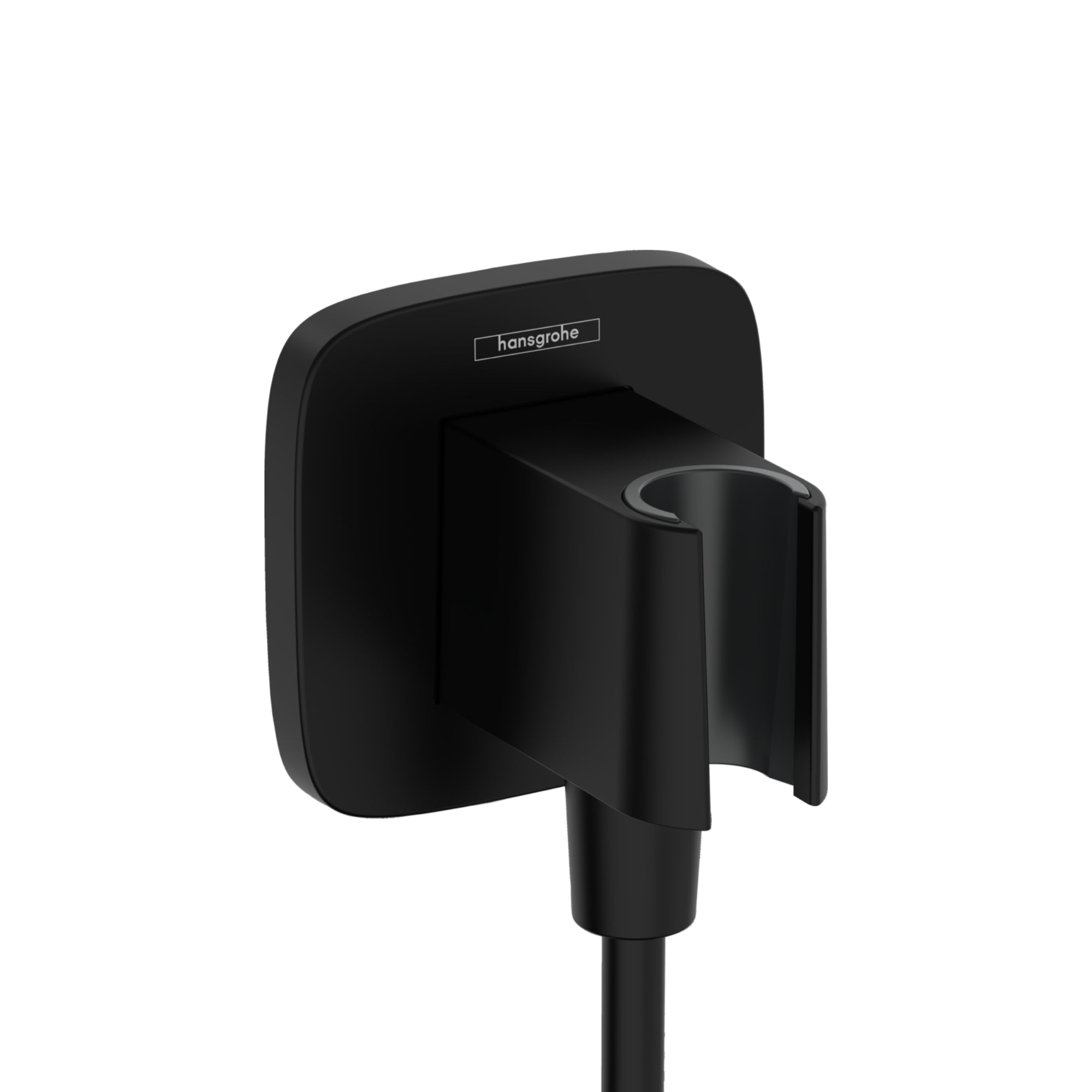 Hansgrohe FixFit Q Wall Outlet With Shower Holder Matt Black