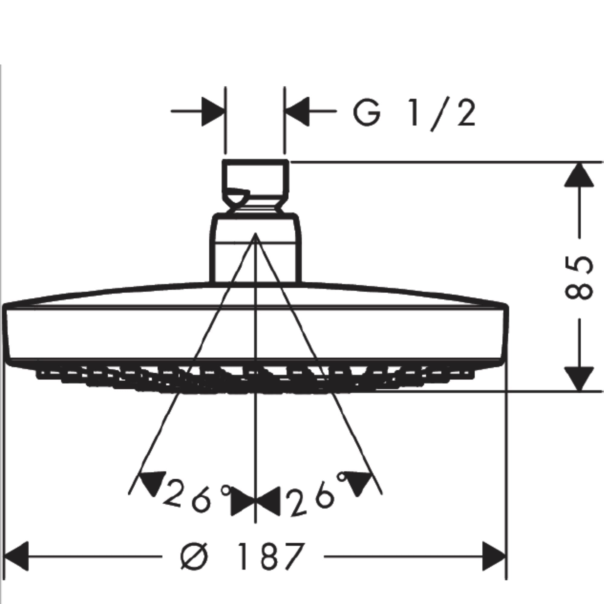 Hansgrohe Round 2 Outlet Thermostatic Shower Valve With Croma 180 Overhead and Handset - Chrome