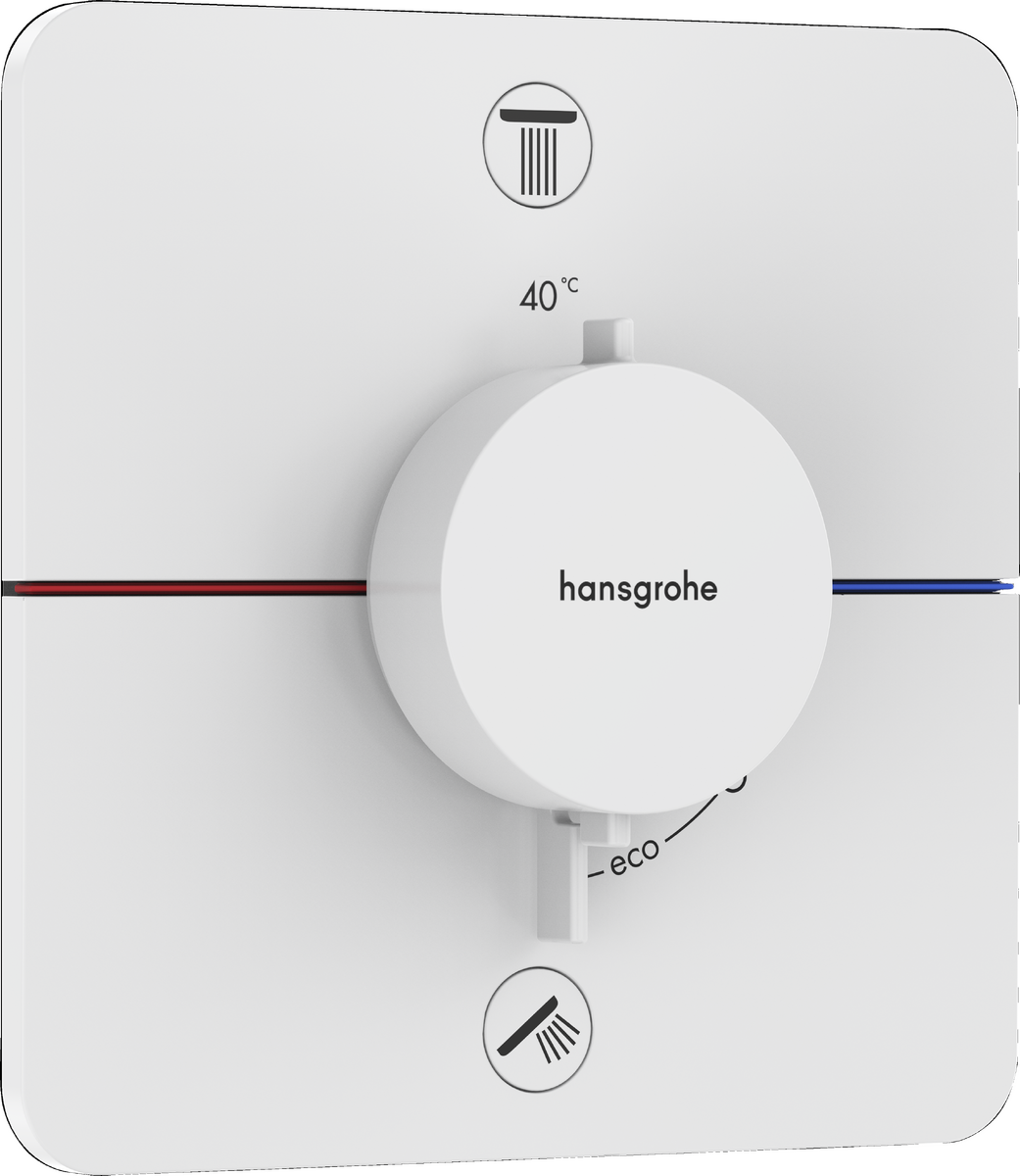 Hansgrohe ShowerSelect Comfort Q Thermostatic 2 Outlet Shower Valve Matt White
