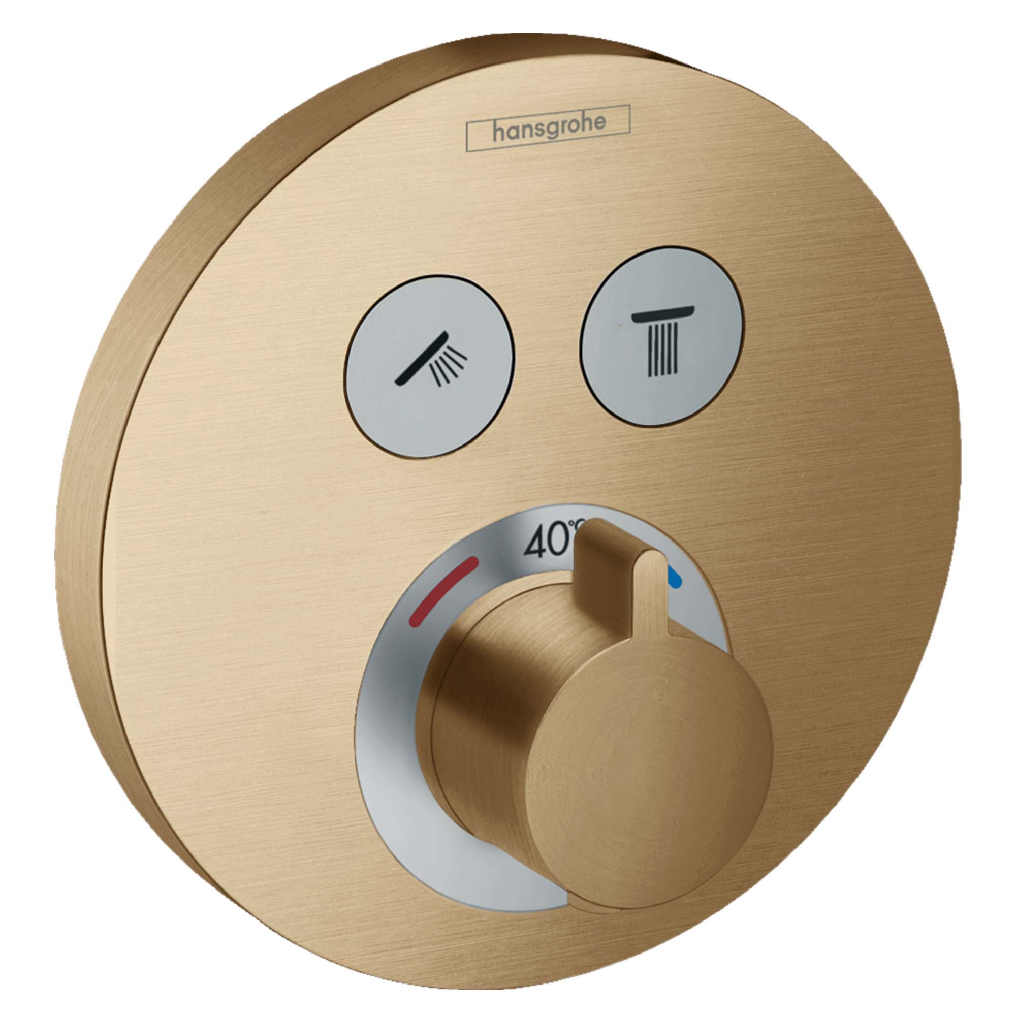 hansgrohe showerselect s thermostatic mixer for concealed installation for 2 outlets brushed bronze