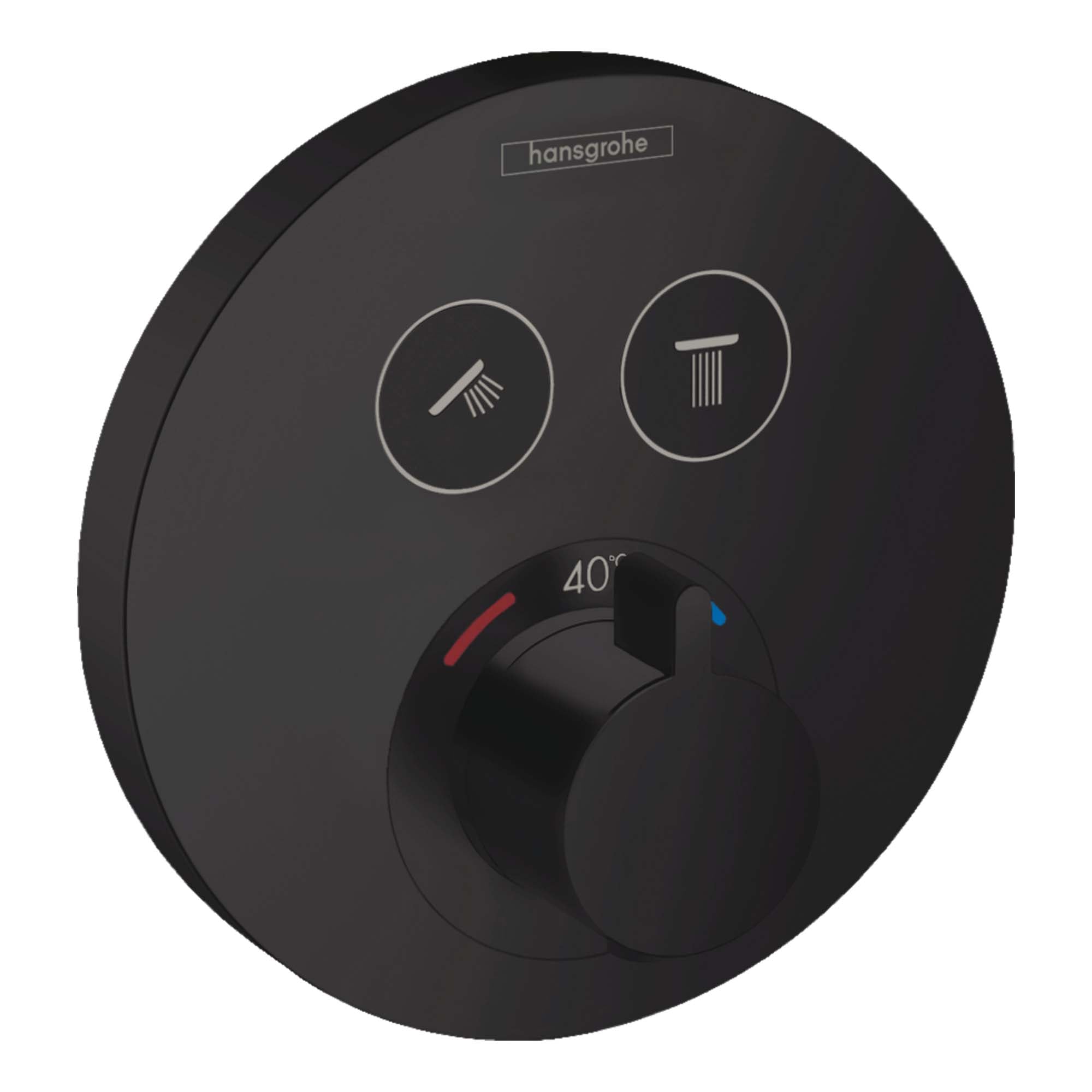 hansgrohe showerselect s thermostatic mixer for concealed installation for 2 outlets matt black