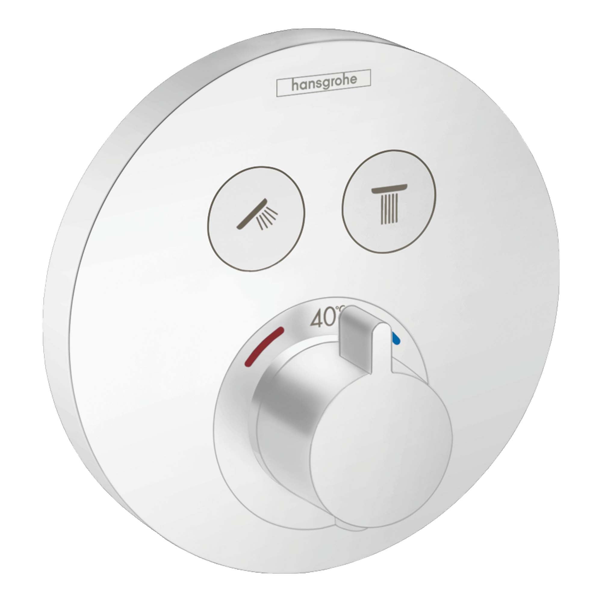 hansgrohe showerselect s thermostatic mixer for concealed installation for 2 outlets matt white