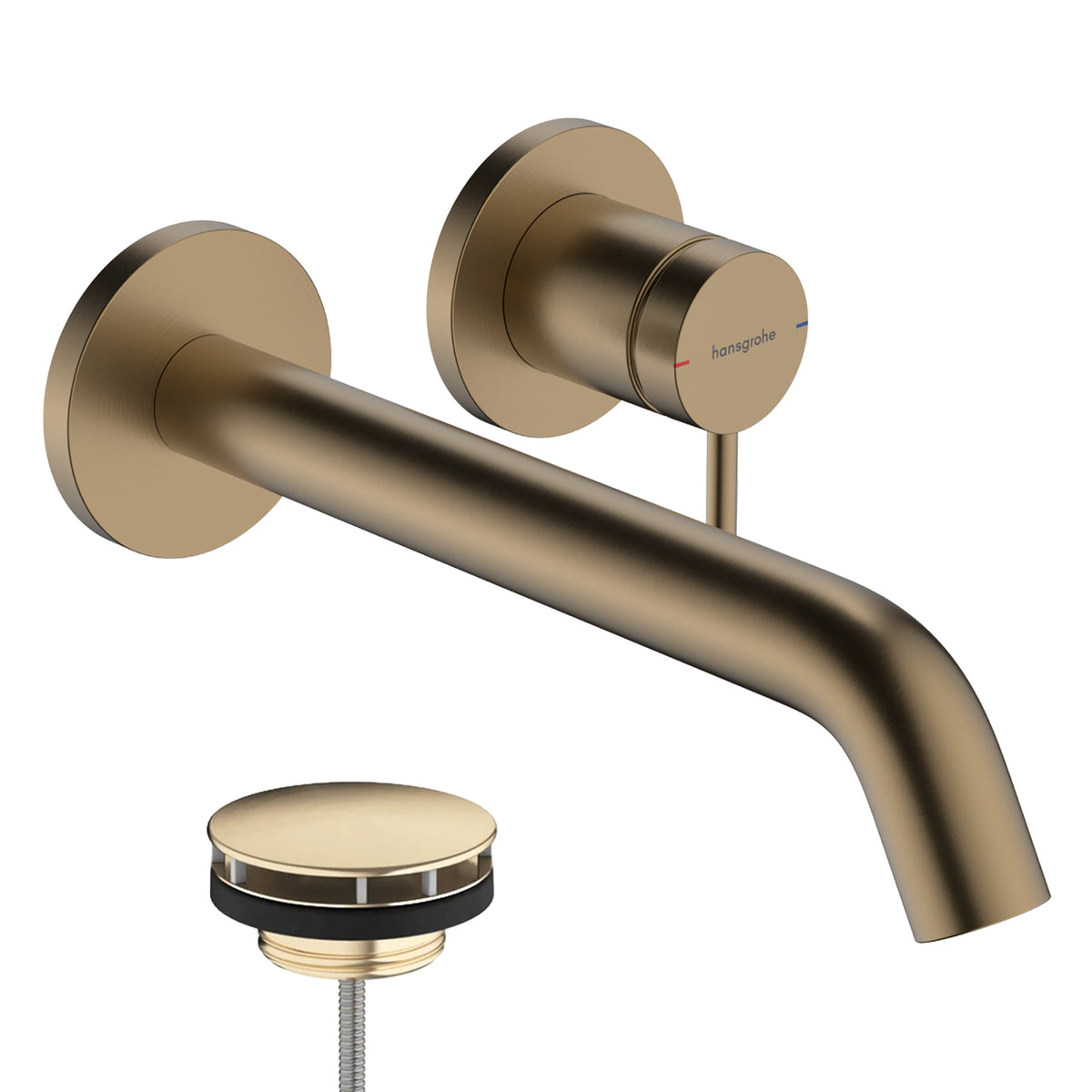 hansgrohe tecturis s 225 wall mounted single lever basin-mixer tap with waste brushed bronze
