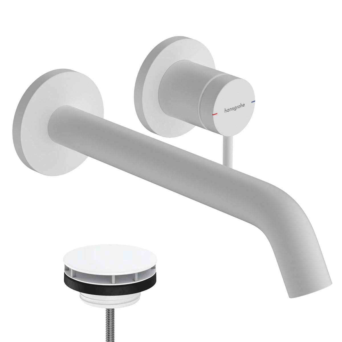hansgrohe tecturis s 225 wall mounted single lever basin-mixer tap with waste matt white