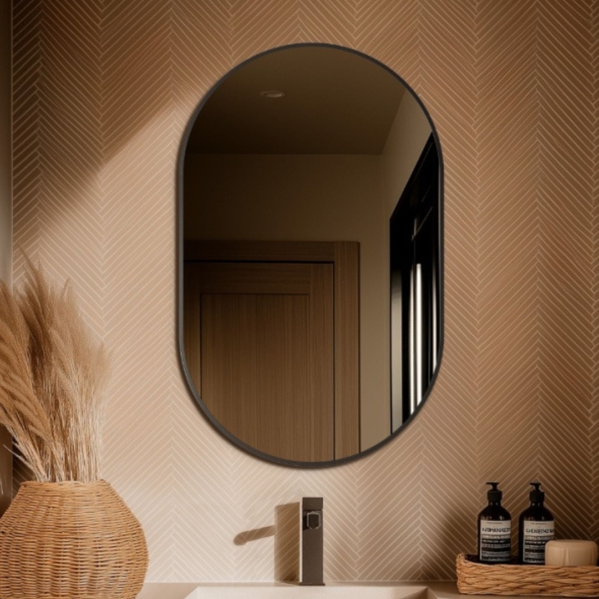 Harbour Capsule 50 Oval Bathroom Mirror Gunmetal