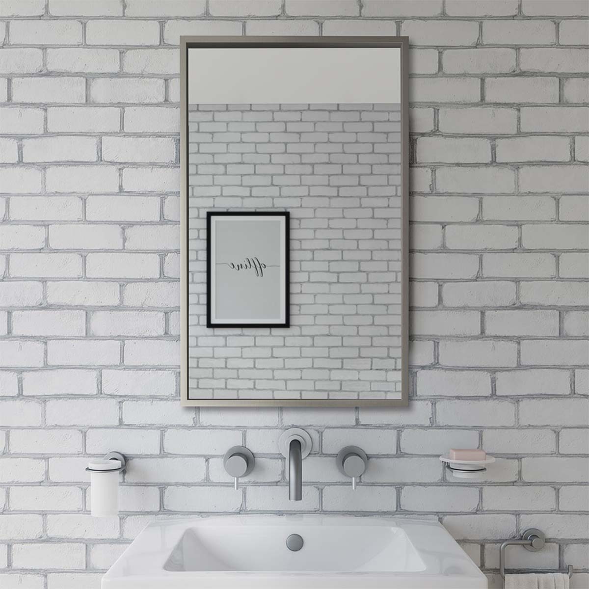 harbour rectangular mirror brushed stainless steel frame 50x80cm