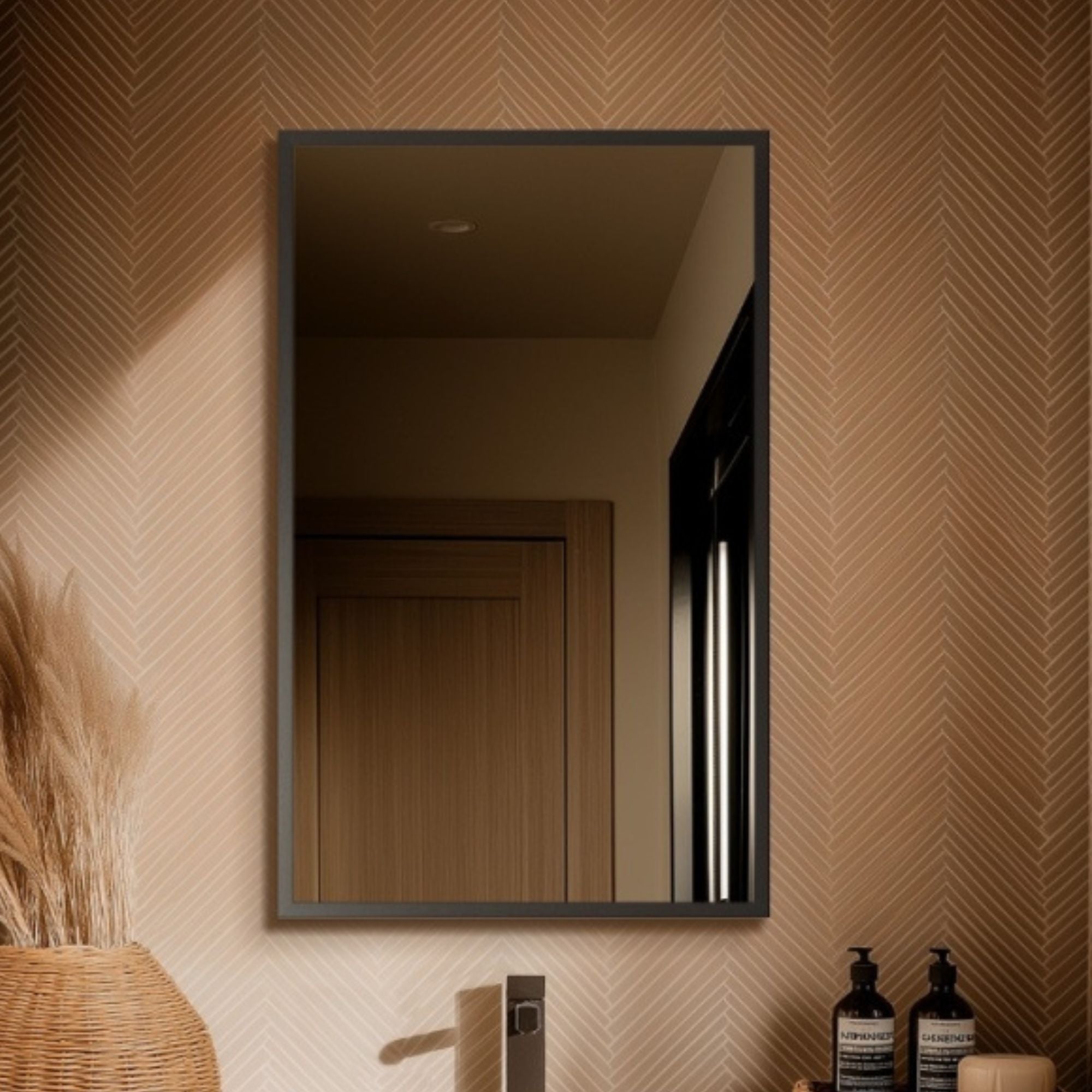 Harbour Rectangular Bathroom Mirror  Gunmetal