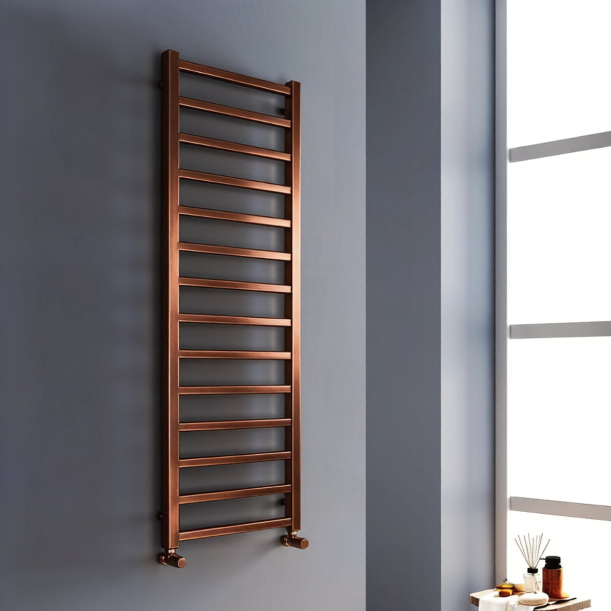 Helston Straight Ladder Heated Towel Rail Brushed Bronze