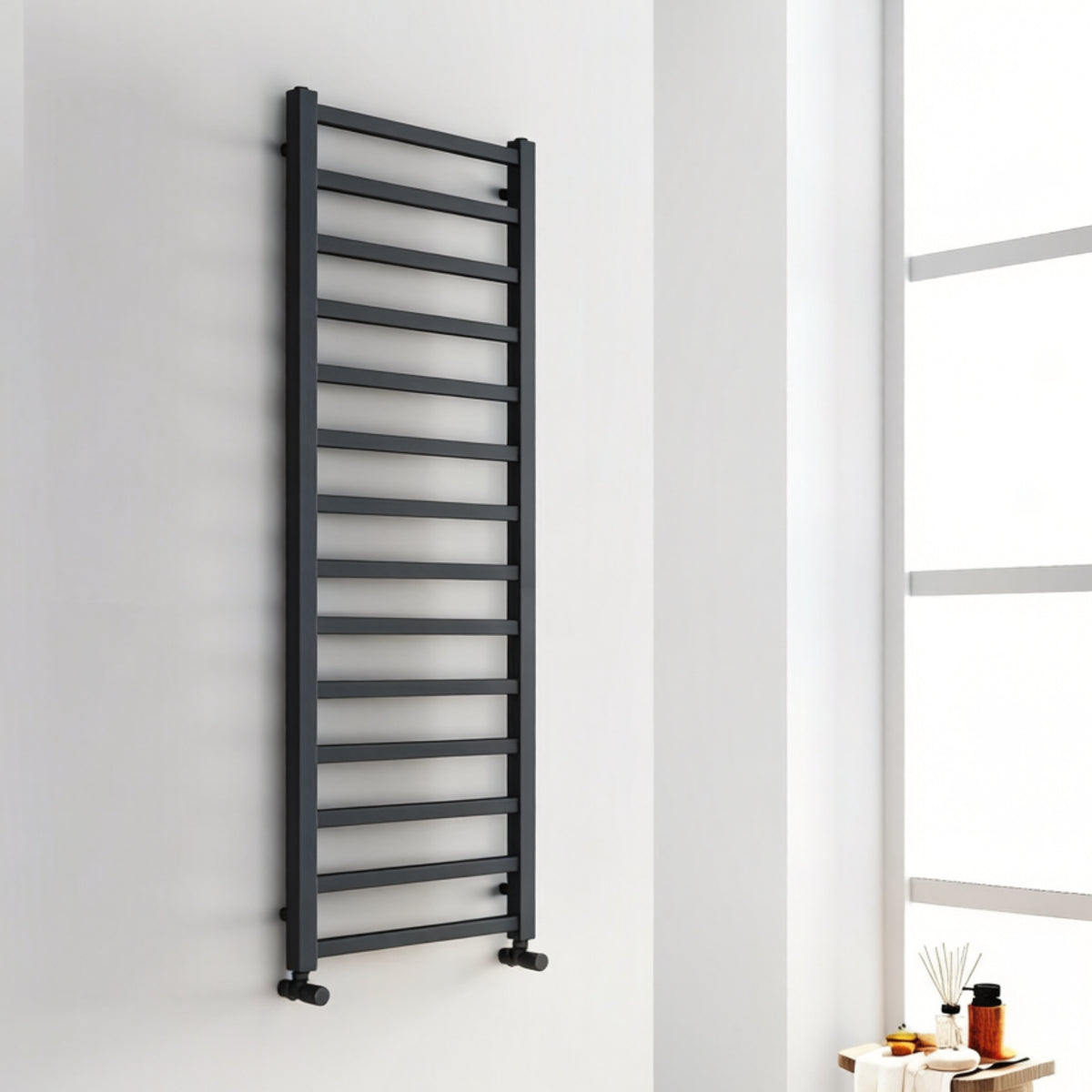 Helston Straight Ladder Heated Towel Rail Black