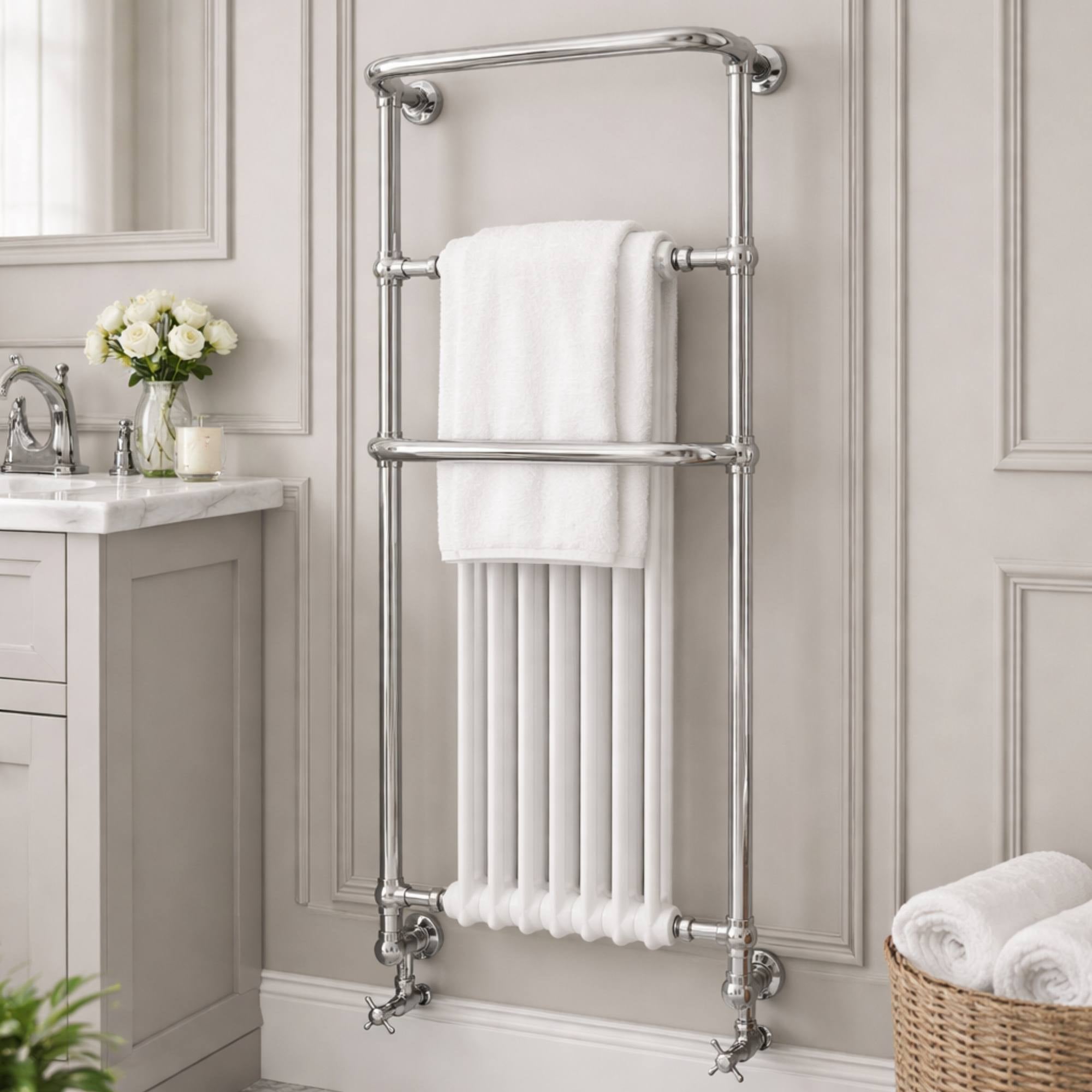 Heritage Cabot Wall Hung Heated Towel Rail in Chrome Finish