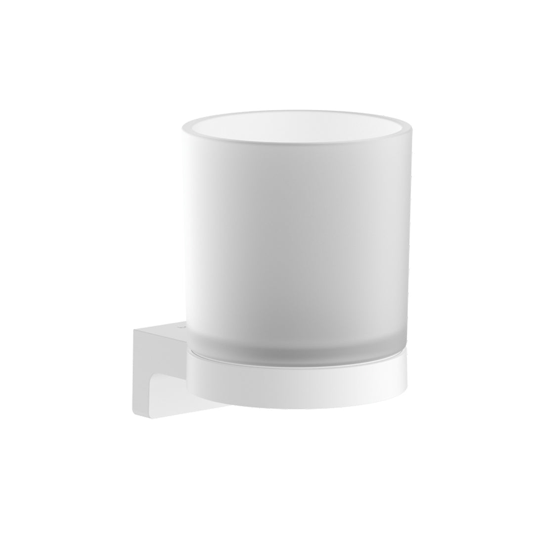 Hansgrohe AddStoris S Toothbrush Tumbler in matt white finish, supplied by Deluxe Bathrooms.
