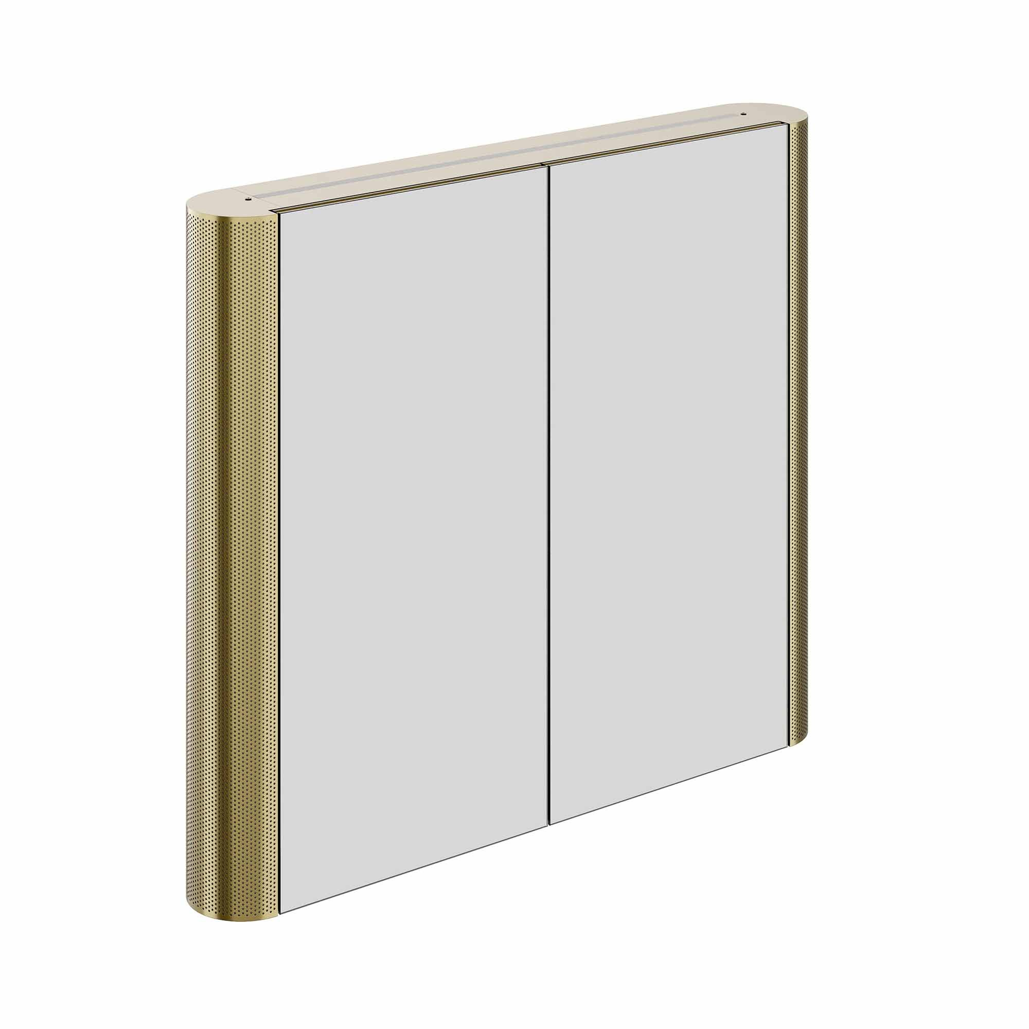 hib bastille 80 mesh double door mirror cabinet brushed brass