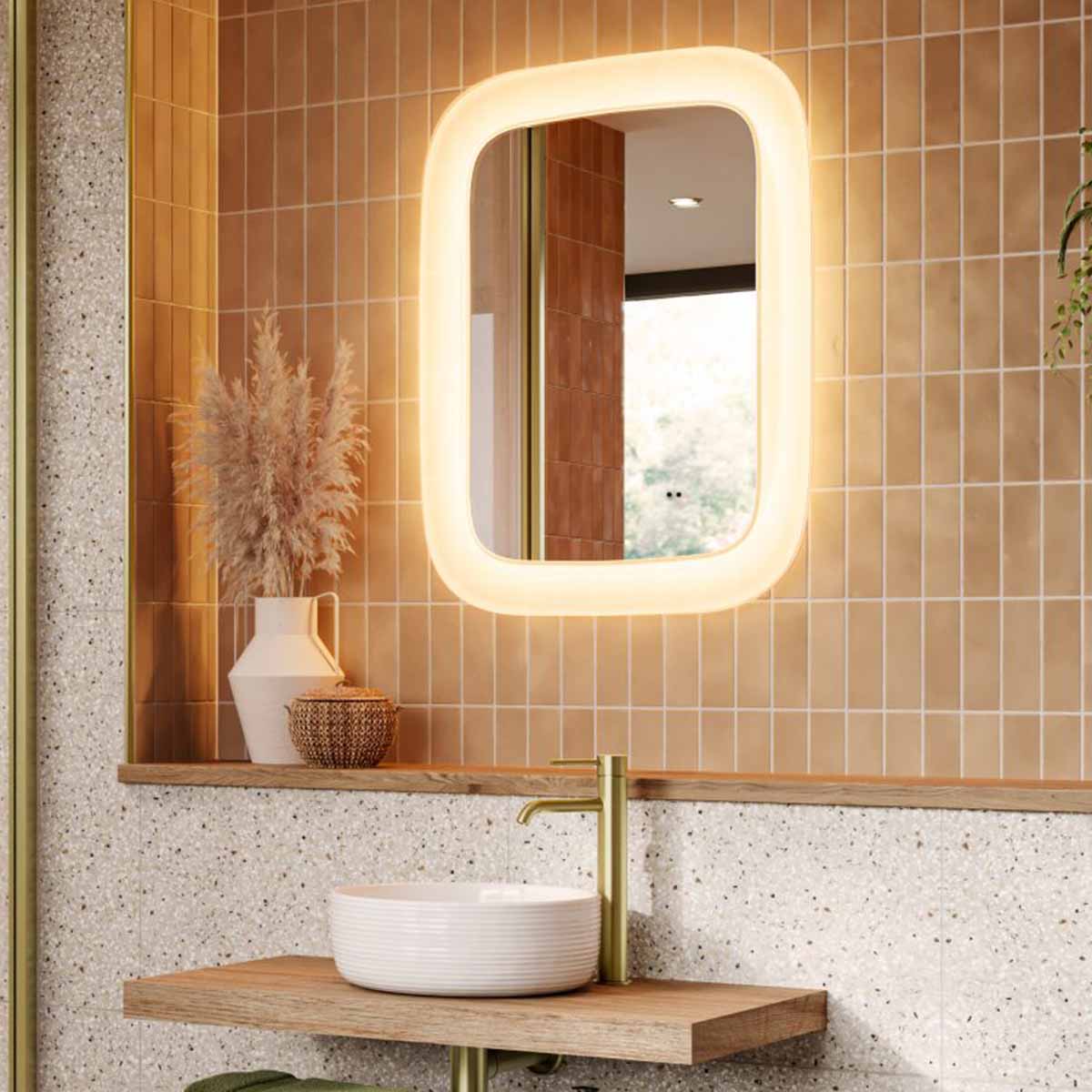 HIB Cassini Curve Deep Border LED Frame Mirror 60x80cm